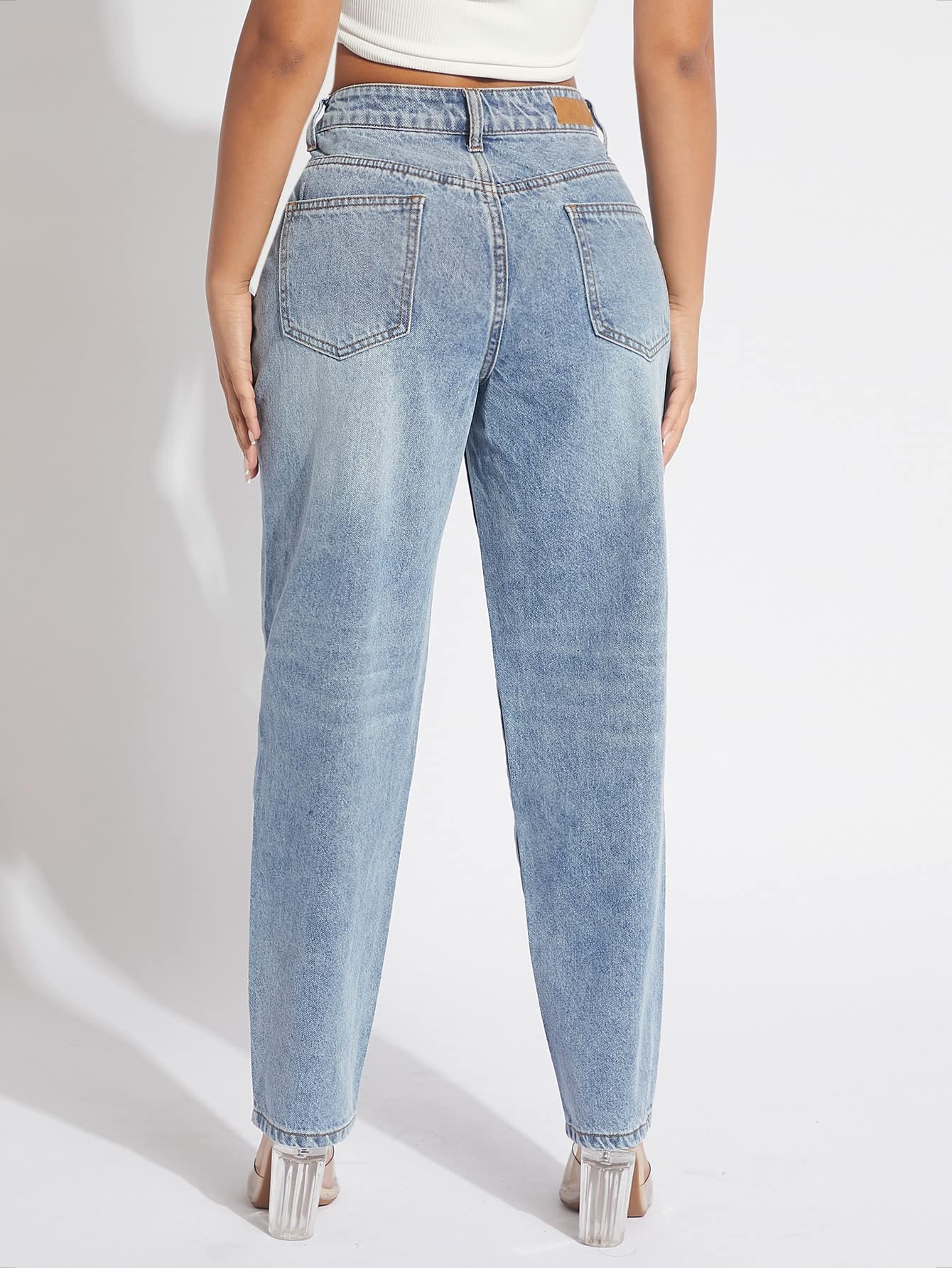 Verdusa Women's High Waist Stretch Denim Jeans with Zip Up - Comfortable Casual Long Pants for Everyday Wear, Work & Outings