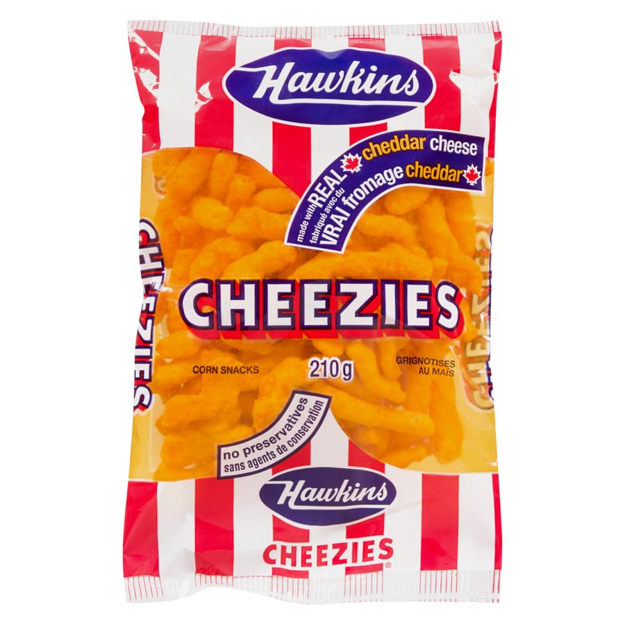 Hawkins Cheezies Real Cheddar Cheese Snacks - Crunchy Baked Cheese Puffs, 7.4oz (210g) | Gluten-Free Canadian Snack | Perfect for Parties, Movie Nights & Lunchboxes