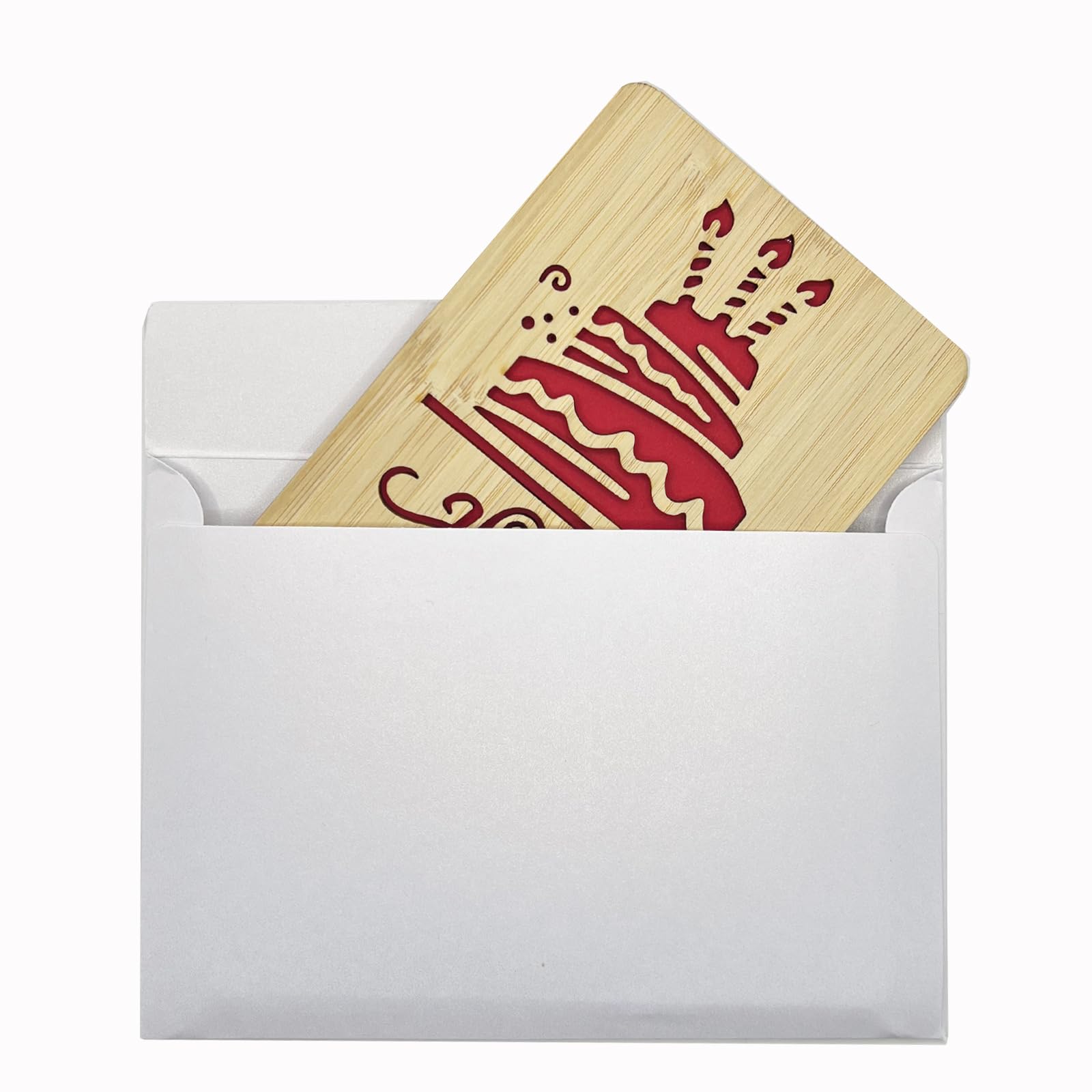Handmade Bamboo Wood Birthday Greeting Card with Cute Cake Design - Unique Eco-Friendly Birthday Gift for Friends, Family & Loved Ones | Perfect for Anniversaries, Special Occasions & Thoughtful Surprises