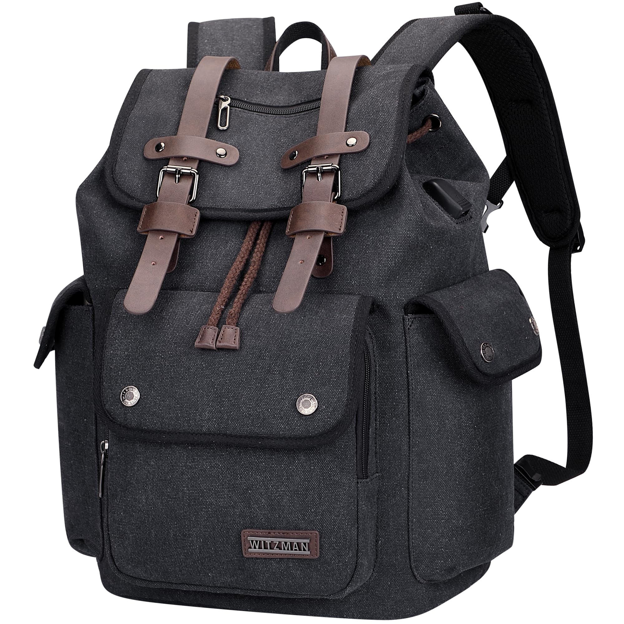 Vintage Canvas Backpack for Men - High Capacity Travel Rucksack for Hiking & Daily Use