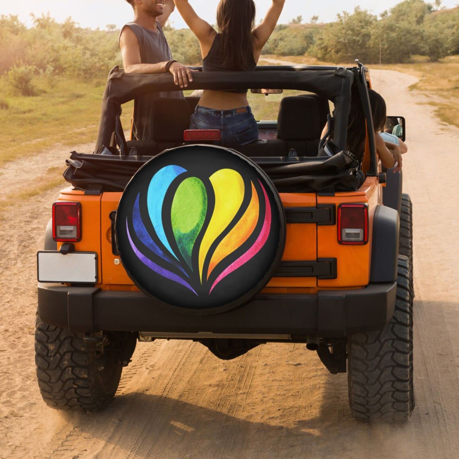 Rainbow Mandala Yoga Spare Tire Cover - 17 Inch Dustproof Wheel Protector for Trailers, RVs, SUVs & Vehicles - Perfect for Camping, Road Trips & Outdoor Adventures