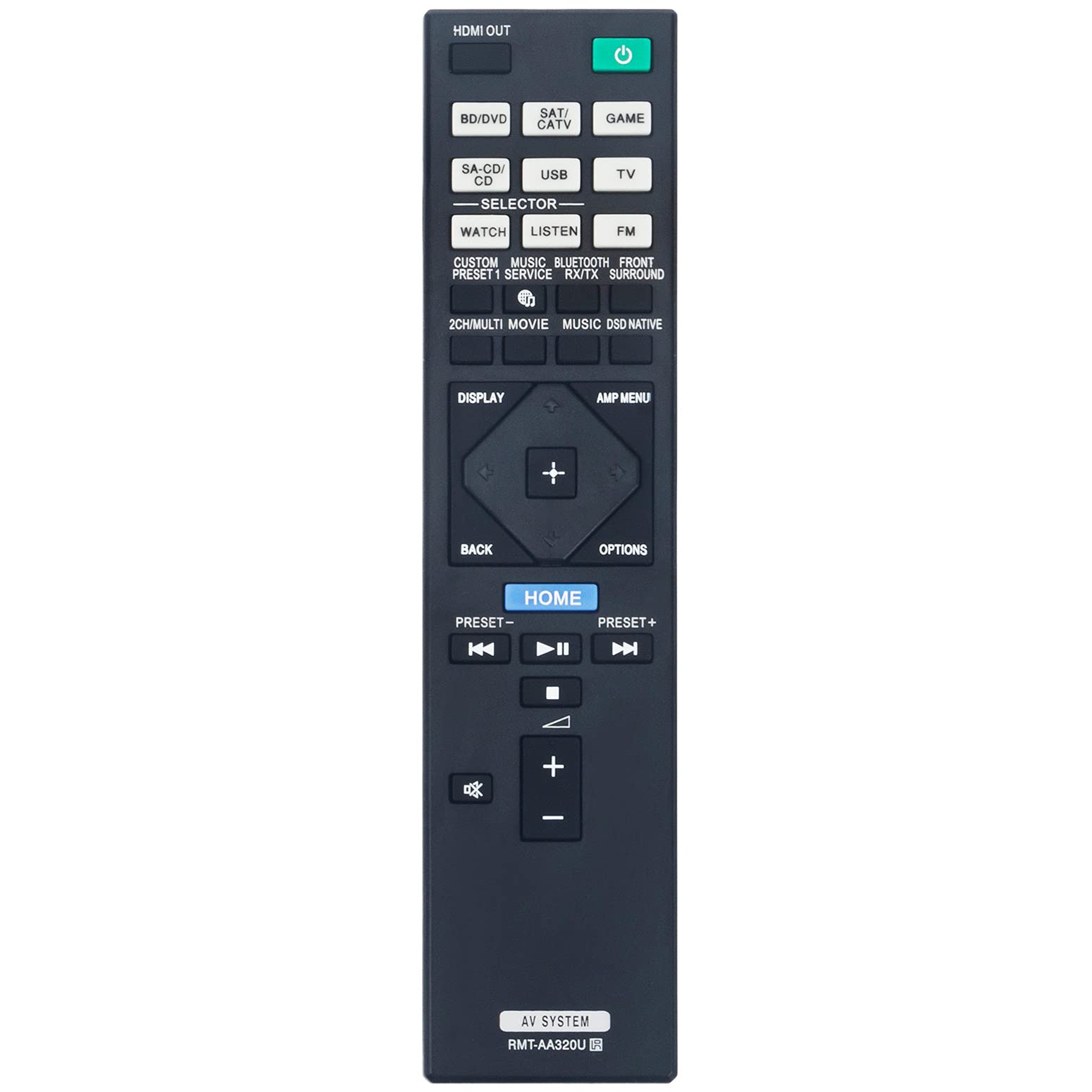 Sony STR-DN1080 STR-ZA810ES Replacement Remote Control RMT-AA320U - Compatible with Sony AV Receivers for Home Theater & Audio Systems