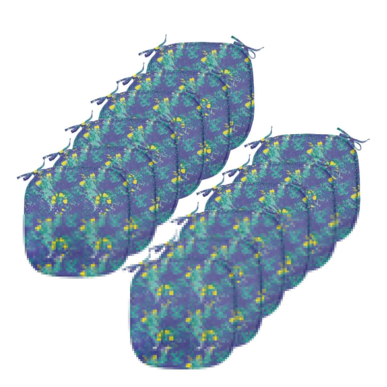 Handmade Anti-Slip Seat Cushion Set of 12 - 16x16 Inch Dark Lavender Yellow Paint Splatter Design for Kitchen, Dining & Patio Chairs - Durable & Stylish Home Decor