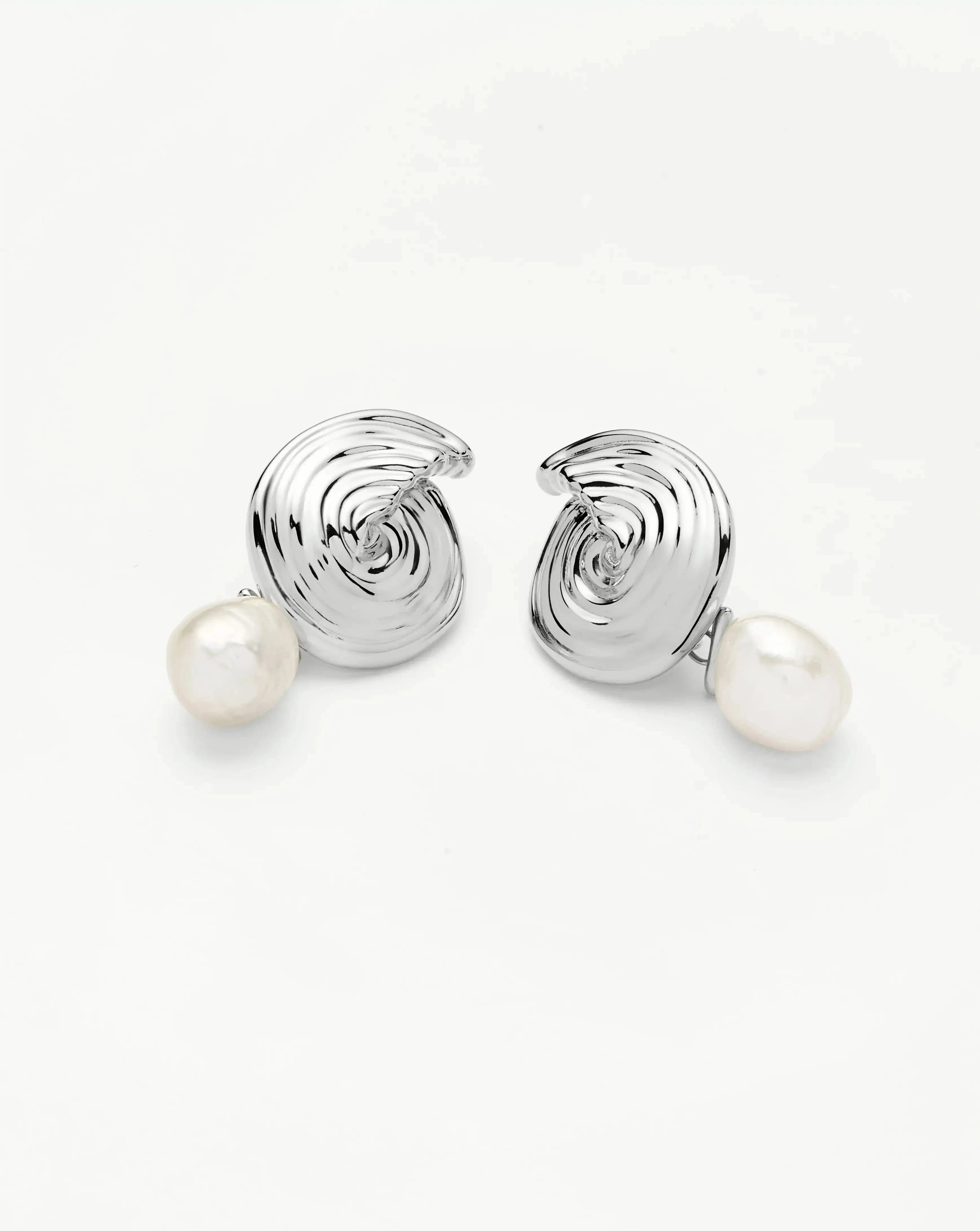 Elegant Spiral Detachable Pearl Drop Earrings for Women - Silver Plated Dangle Earrings | Perfect for Weddings, Parties & Special Occasions