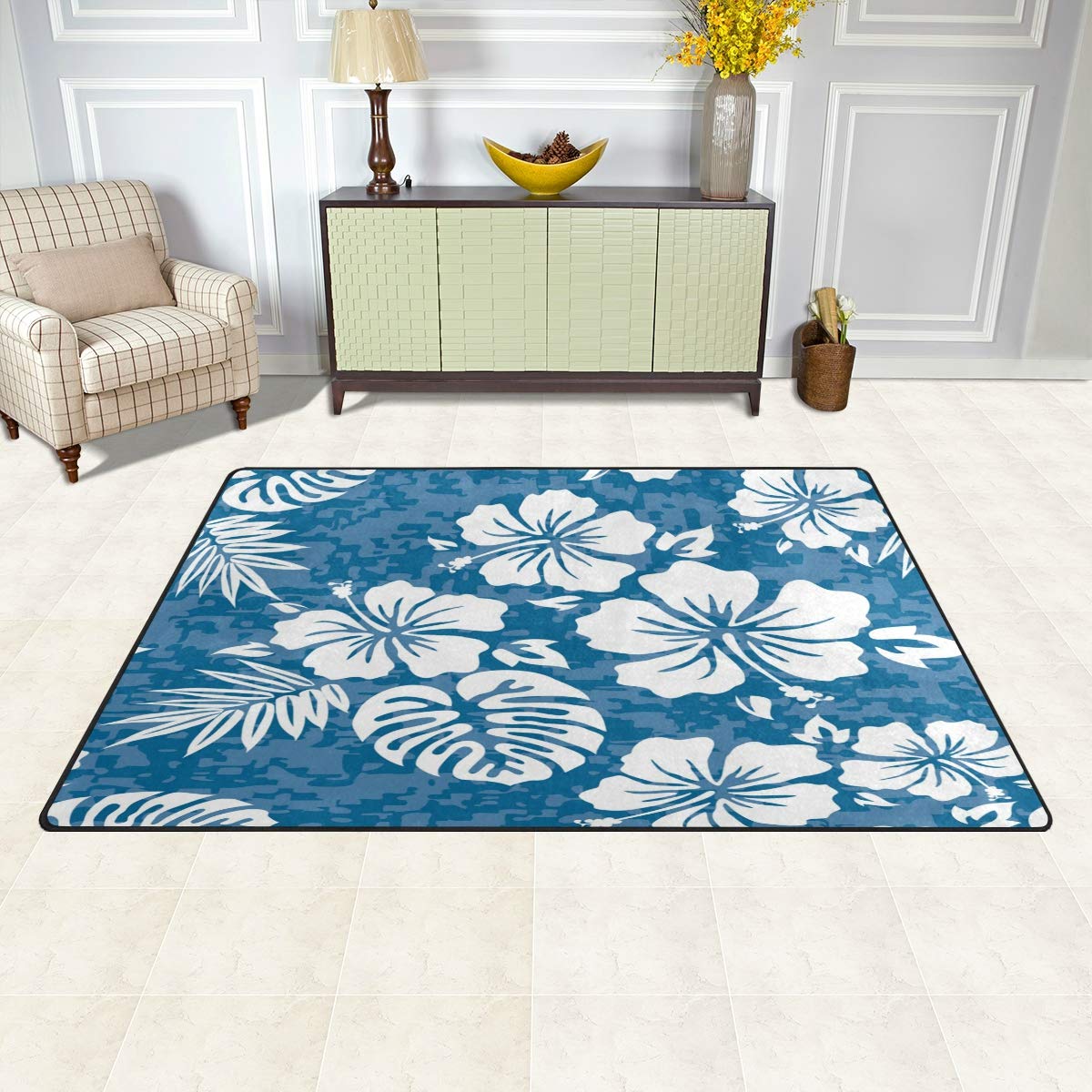 Non-Slip Washable Doormat with Hawaiian Leaves Design - Indoor/Outdoor Entryway Rug for Front Door, Back Door & Mud Room - Perfect for Home, Office & High Traffic Areas