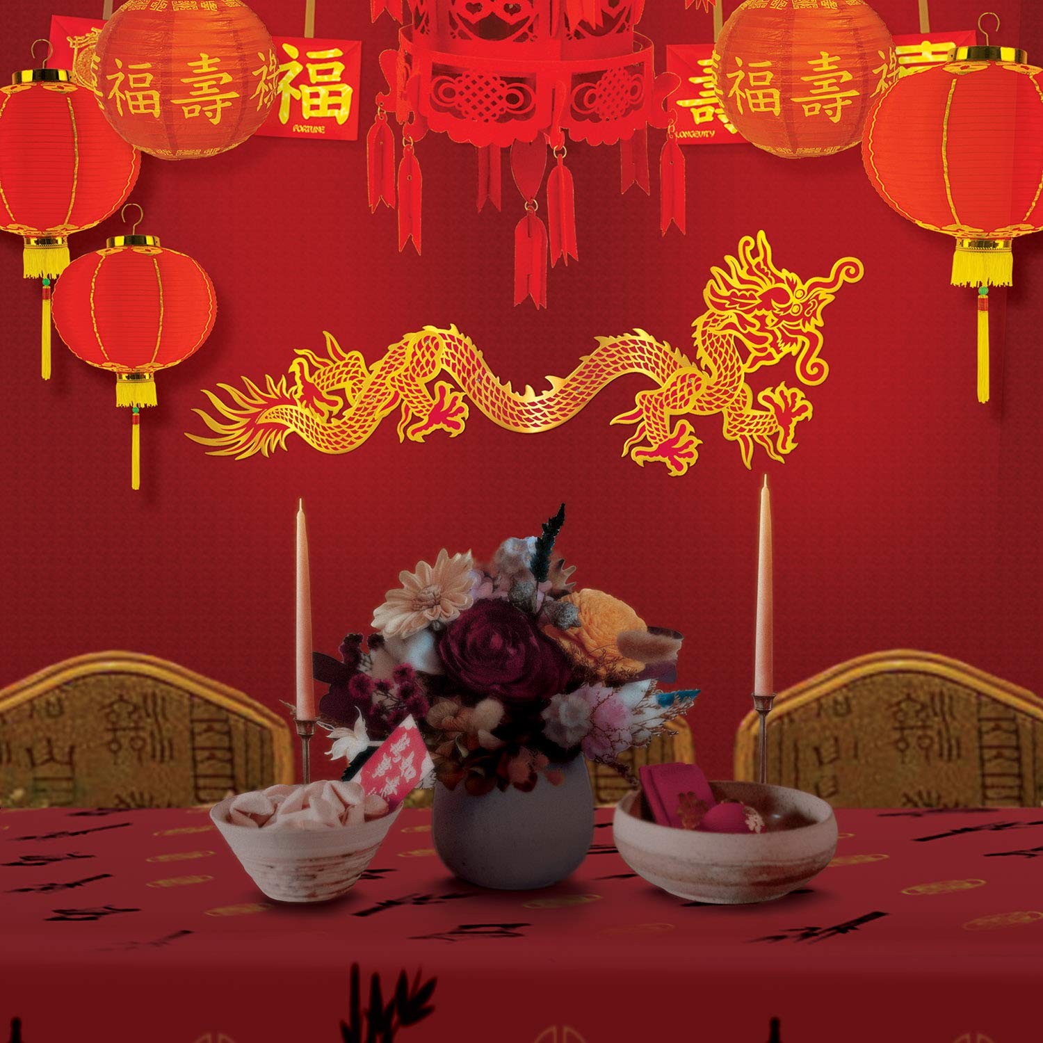 Beistle Red Gold Dragon Cutout - Party Decorations