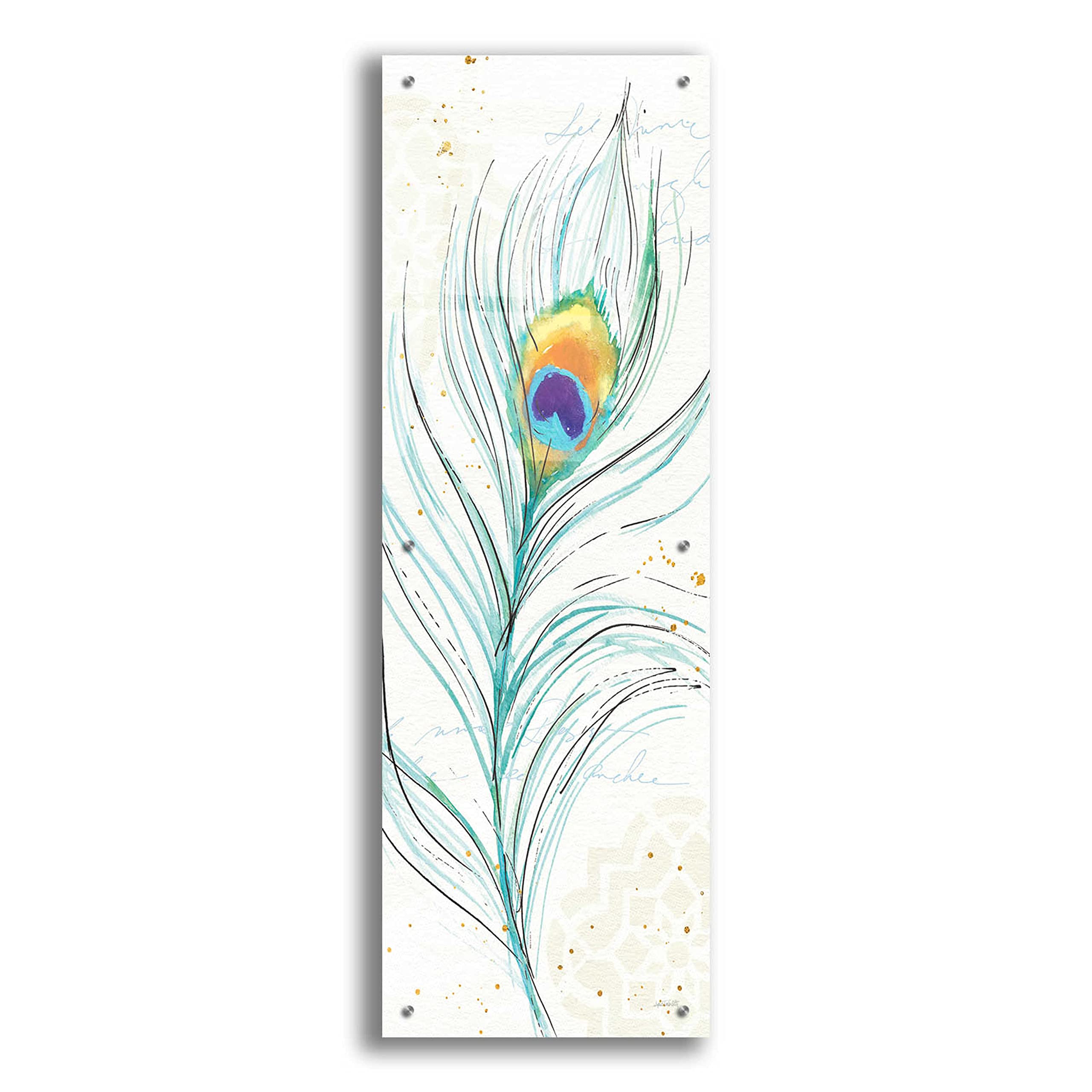 Peacock Garden V by Ann Tavoletti - Stunning 16x48 Inch Acrylic Glass Wall Art Decor | Vibrant Peacock Painting for Living Room, Bedroom & Office Wall Decor