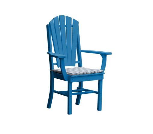 A&L Furniture Adirondack Dining Chair with Arms - Outdoor Patio, Garden, Poolside & Backyard Relaxation - Weather-Resistant Wood Dining Chairs for Comfortable Seating