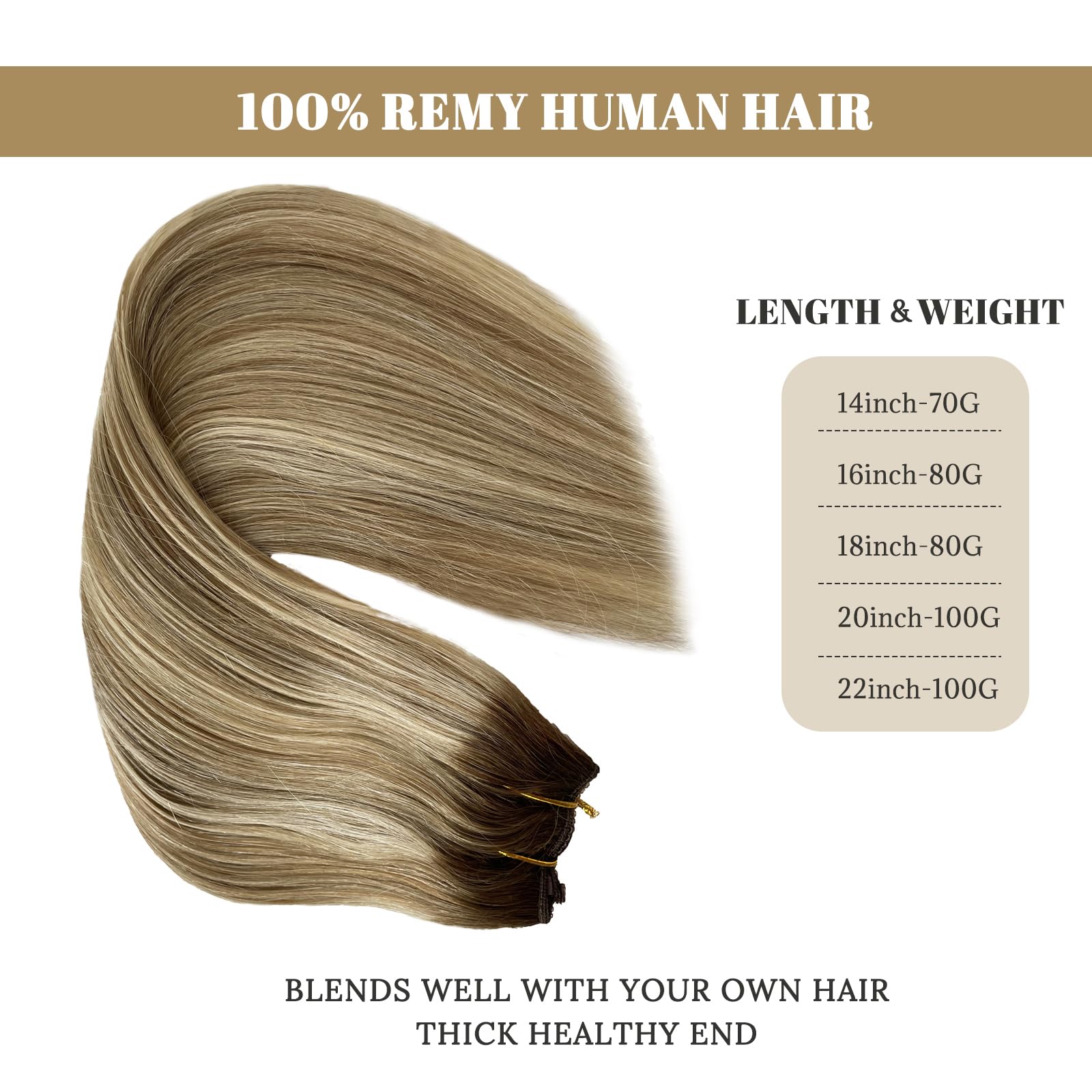 Halos Hair Extensions 22 Inch 100g - Blonde Highlights & Platinum Blonde Remy Human Hair | Balayage Ombre Ash Brown | Invisible One-Piece Flip-In Extensions for Everyday Wear & Special Occasions
