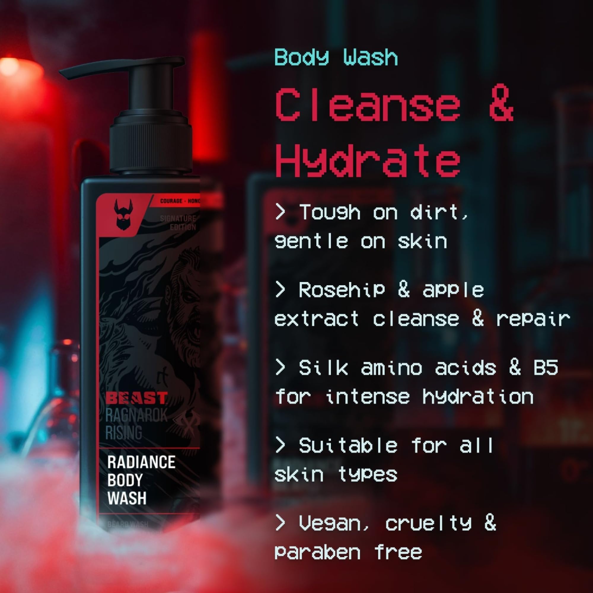 The Beard Struggle Beast Body Bundle: Men's Body Wash, Deodorant & Cologne Set - Eddie Hall The Beast Line Ragnarok Rising Special Edition - Premium Men's Grooming Kit for Gym, Work & Daily Use