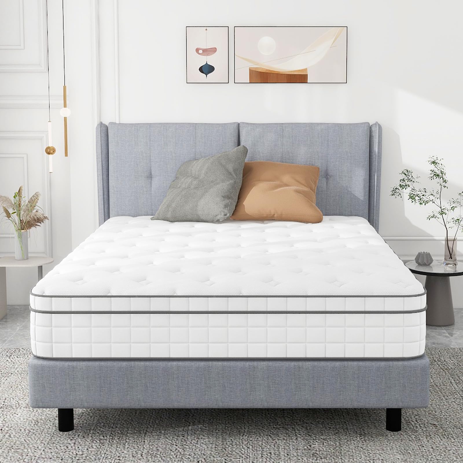 10 Inch Twin Hybrid Mattress - Medium Firm Innerspring with Breathable Foam & Pocket Coils for Motion Isolation - Bed in a Box for Guest Rooms, Kids' Rooms & Small Spaces