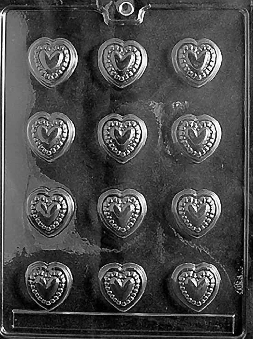 Valentine's Day Heart-Shaped Chocolate Candy Soap Mold with Beaded Design & Molding Guide - Pack of 3 | DIY Handmade Soap Making, Gift Wrapping, Wedding Favors & Holiday Crafts
