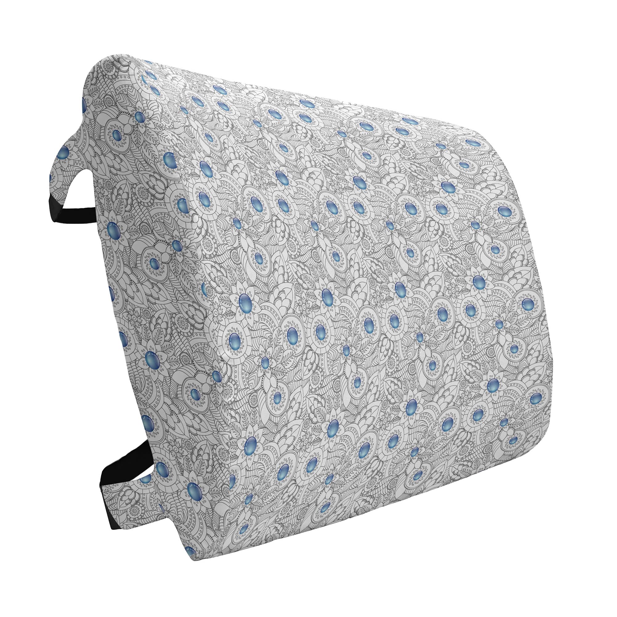 Ambesonne Floral Lumbar Support Pillow - Hand-Painted Blue Floral Abstract Design, High-Density Foam for Office Chair & Car Seat - 14x13 Inches - Black White Blue - Perfect for Back Pain Relief & Comfort While Working or Driving