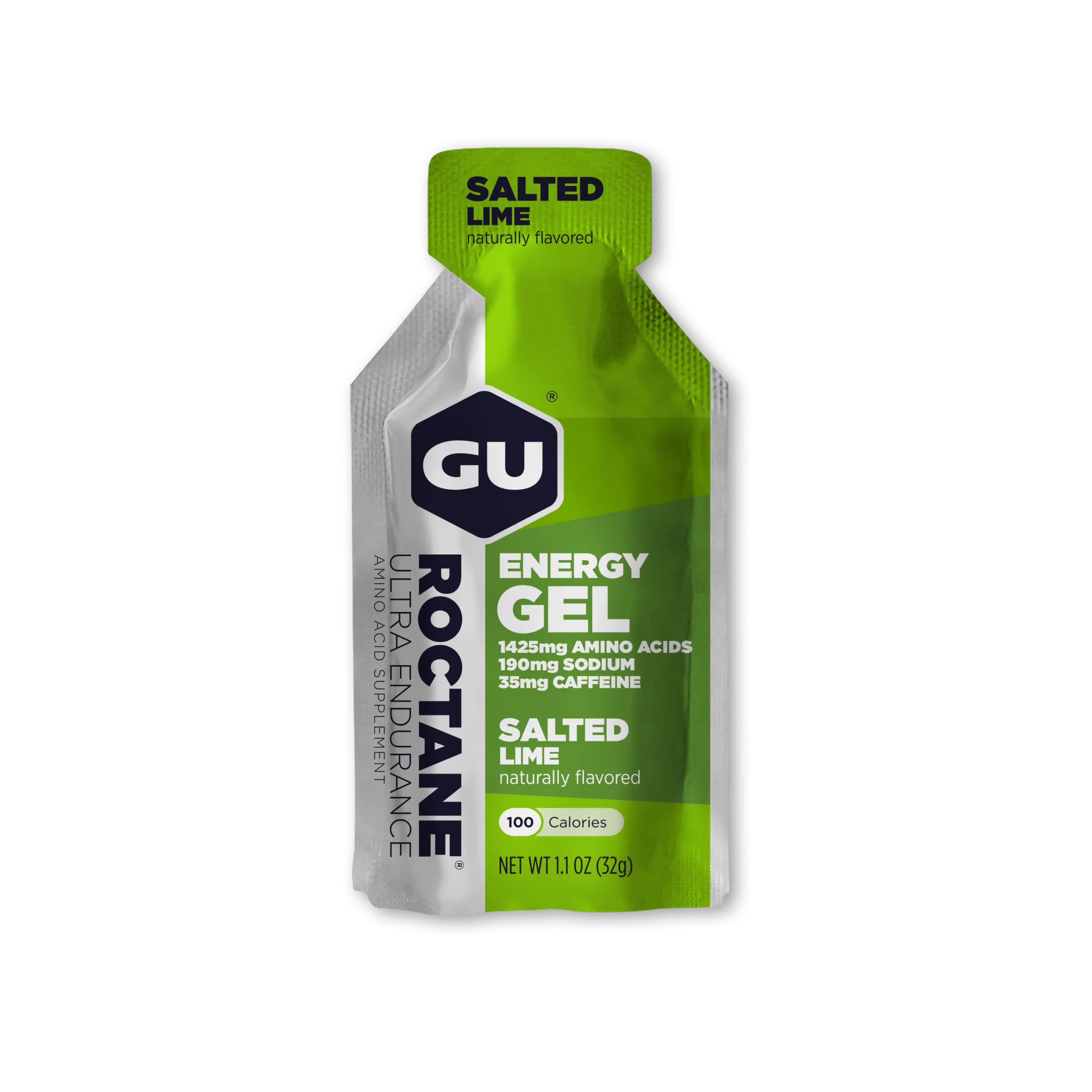 GU Roctane Ultra Endurance Energy Gel - Salted Lime Flavor | High-Carb Electrolyte Sports Fuel for Marathon, Cycling & Long-Distance Running | 90-100 Calorie Performance Booster