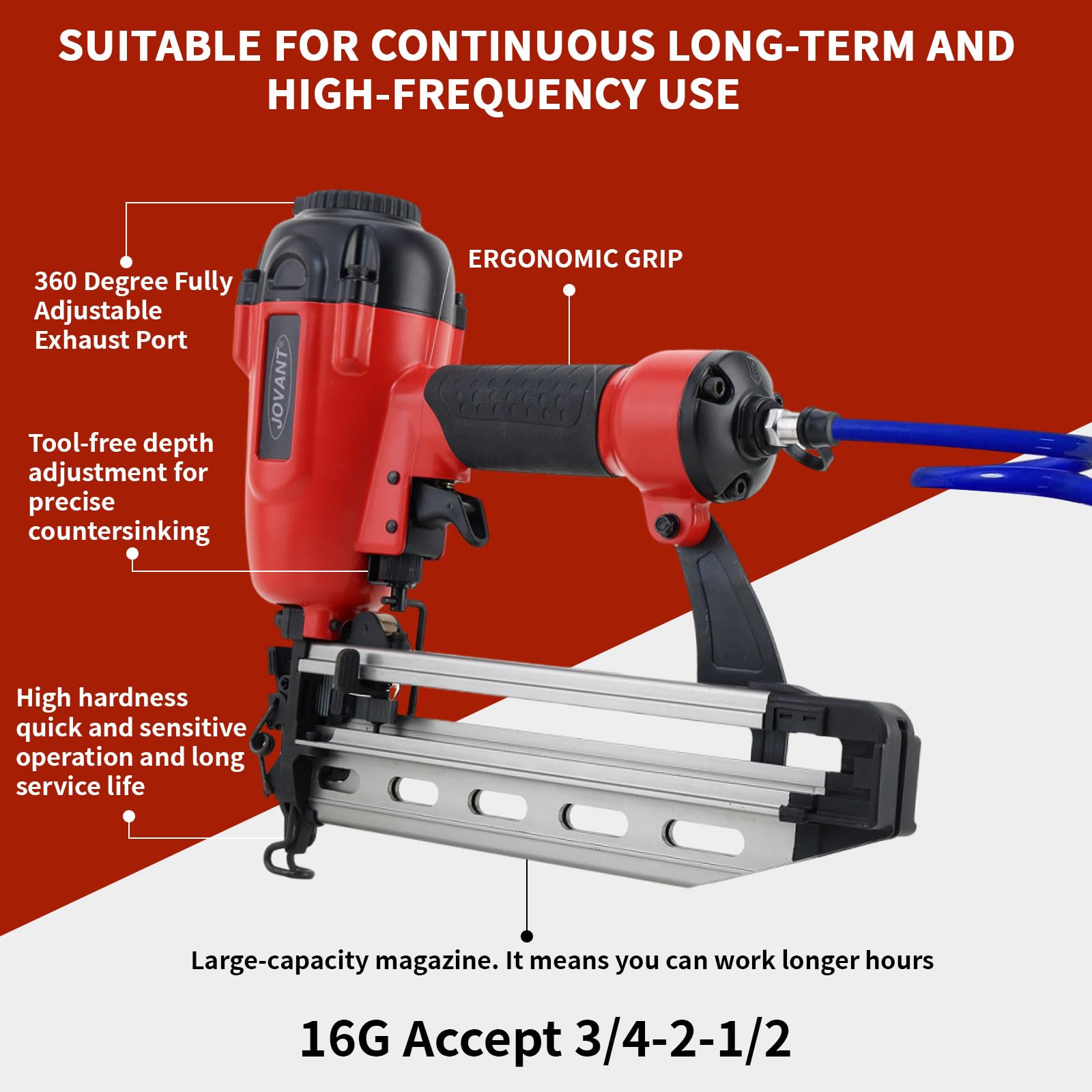 16Gauge Pneumatic Finish Nailer Gun - Fits 3/4