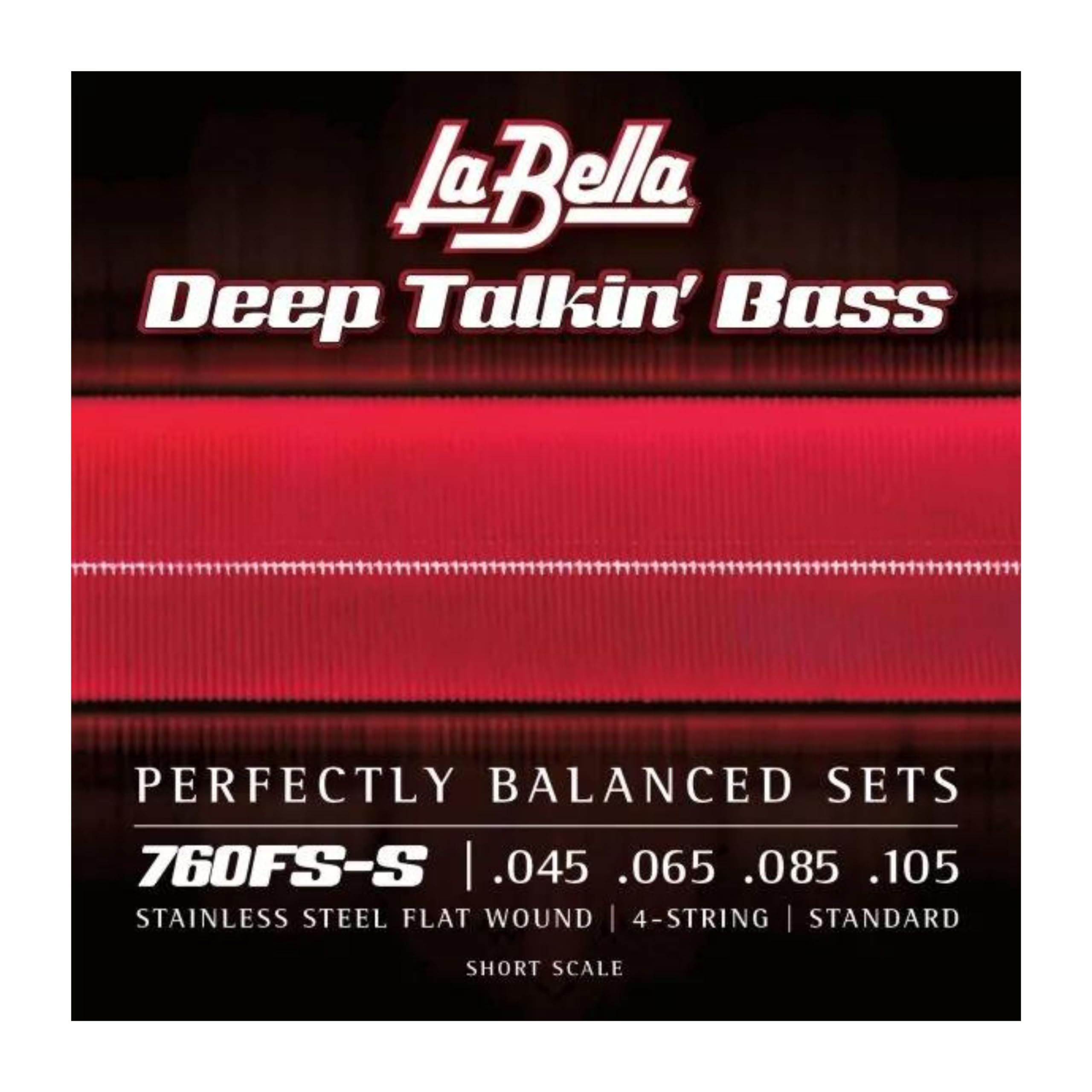 La Bella 760FS-S Deep Talkin' Stainless Steel Flat Wound Bass Strings 45-105 - Standard Short Scale for Jazz, Blues & Rock - Perfect for Studio Recording & Live Performances