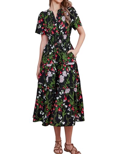Black Green Floral