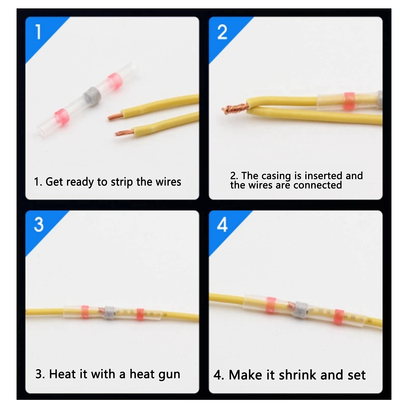 Heat Shrink Solder Seal Wire Connector Kit - Waterproof Solder Sleeve Connectors for Electrical Wiring (SST-S41, Yellow) | Ideal for Boats, Trailers, Home Appliances & DIY Projects