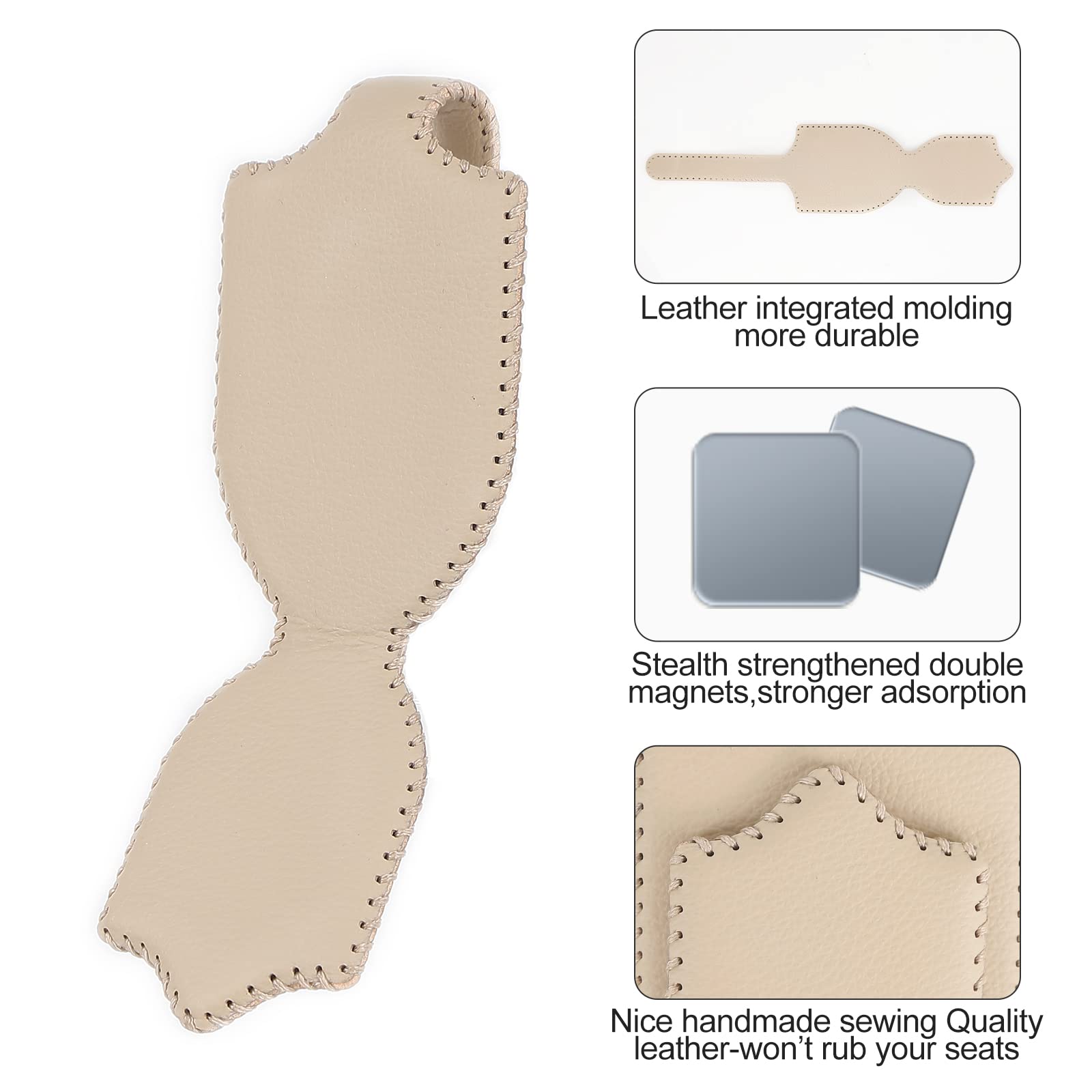 Premium Leather Car Sunglass Holder - Universal Magnetic Eyeglass & Ticket Clip for Car Visor Accessories (Beige) | Perfect for Road Trips, Commuting & Daily Driving