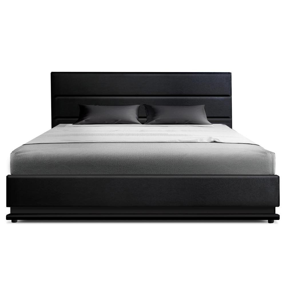 King Size LED Bed Frame with Henley Black & Bonita Euro Top Medium Firm Mattress Set - Perfect for Modern Bedrooms, Guest Rooms & Master Suites