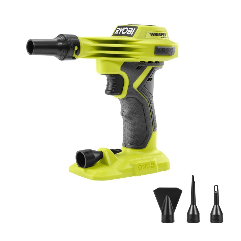 RYOBI PCL016B ONE+ Whisper Series 18V Cordless High Volume Inflator - Fast Inflation for Air Mattress, Pool Floats, Tires & Sports Equipment | Portable Air Pump for Camping, Travel & Home Use