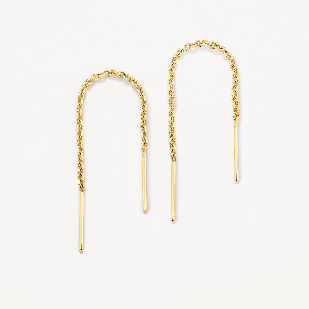10k Gold Bar Threader Earrings for Women - Minimalist Dainty Jewelry for Everyday Wear & Special Occasions