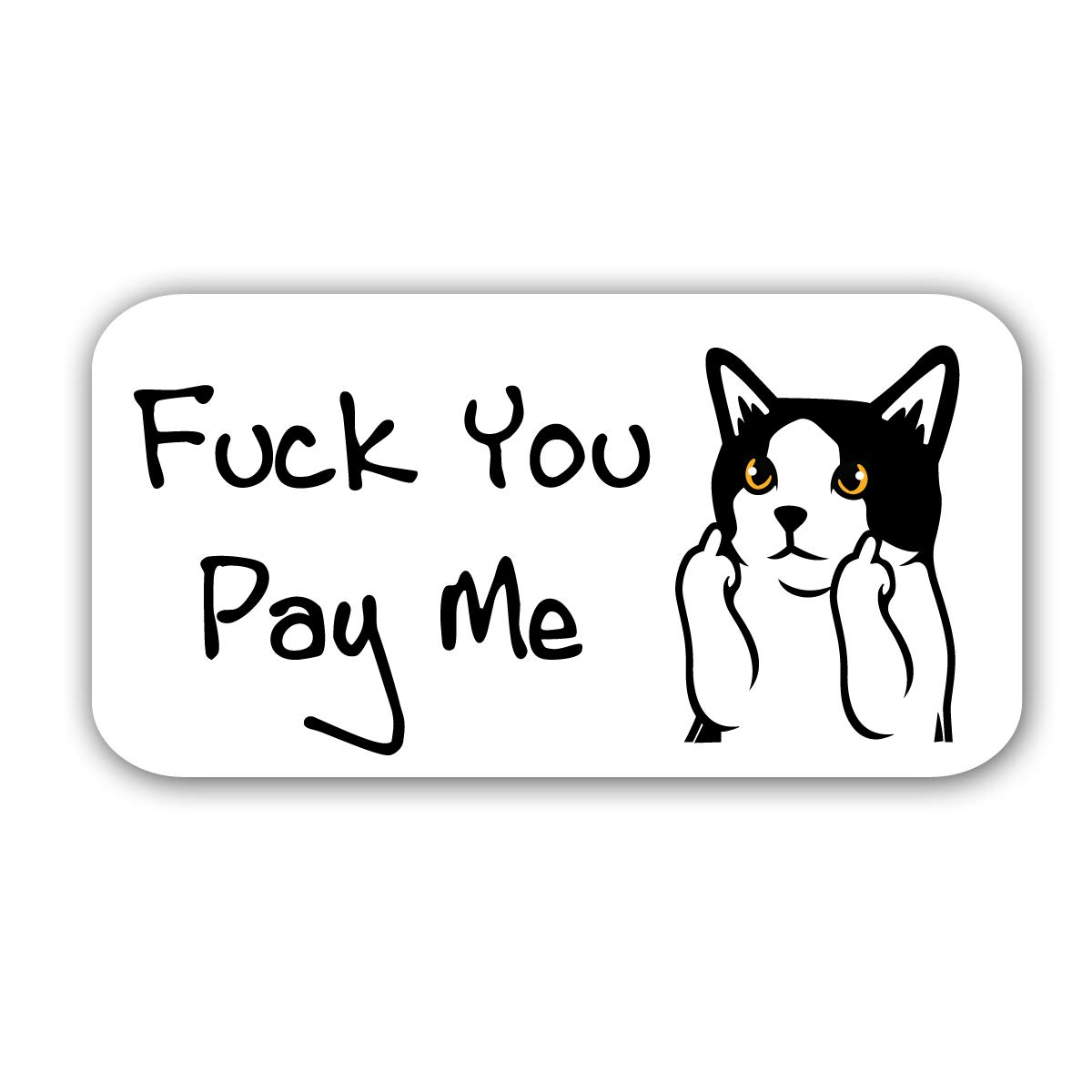 Fuck You Pay Me Middle Finger Cat 9 Inch Vinyl Decal - Funny Milk Mug Designs for Coffee Cups, Laptops & Water Bottles - Perfect for Office Humor, Gifts & DIY Decor