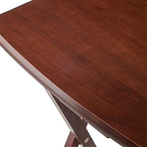 Ergode Wood Dylan 5-Piece Folding Snack Table Set - Sturdy X-Frame Base, Compact Upright Stand, Easy Assembly - Perfect for Living Room, Patio, or Outdoor Entertaining (Brown)