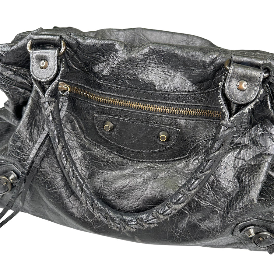 BALENCIAGA Black City Bag ND89 - Luxury Leather Handbag for Women, Designer Crossbody Purse with Shoulder Strap - Perfect for Work, Travel & Evening Out