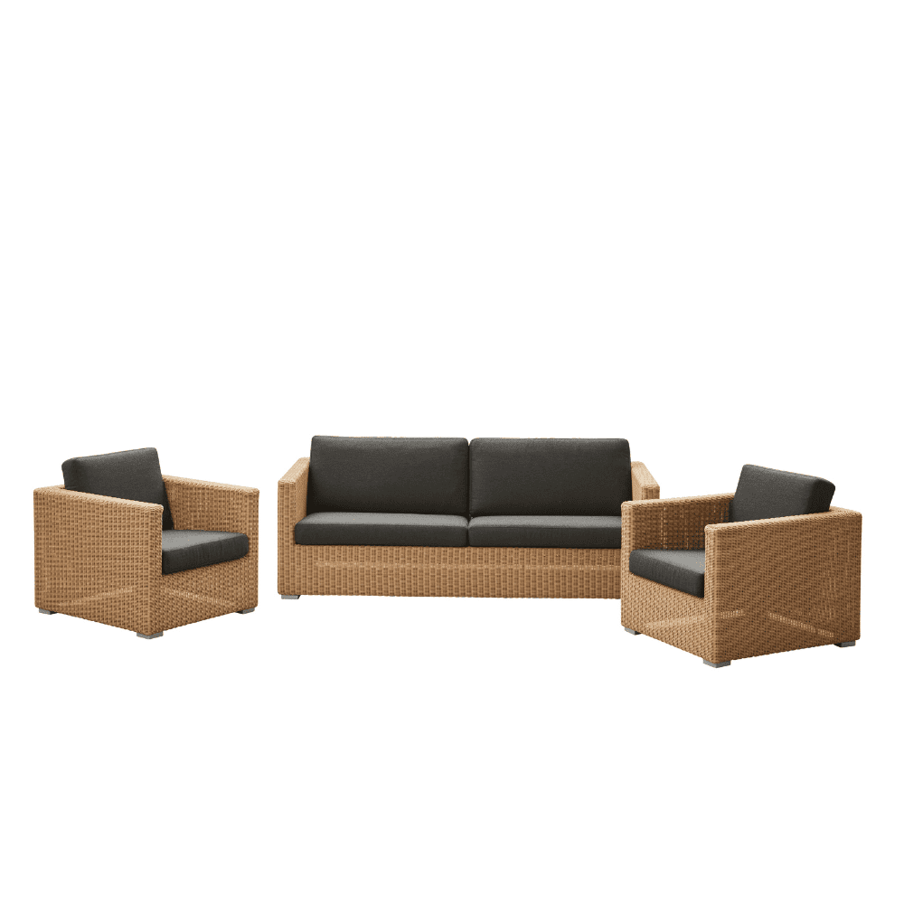 Chester 3-Seater Coastal Outdoor Sofa - Waterproof Wicker Patio Furniture Set for Poolside, Garden & Backyard Relaxation