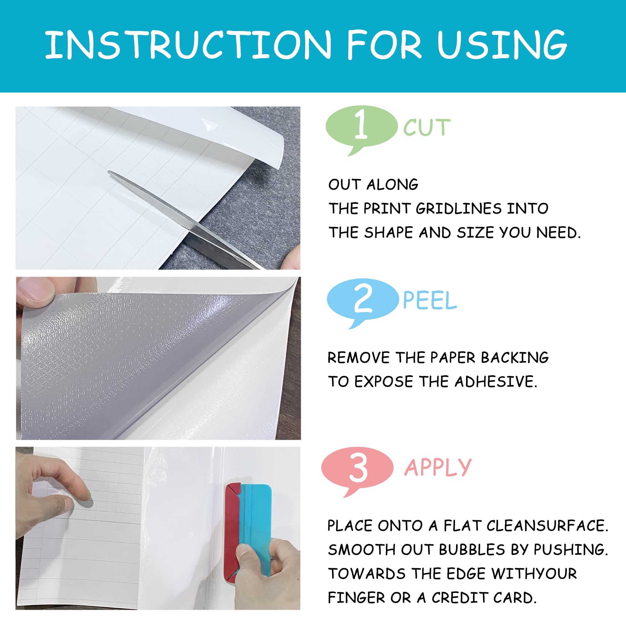 T&W SAME FILM Whiteboard Sticker for Wall - Self Adhesive Dry Erase Board Paper with 1 Marker - 17.3