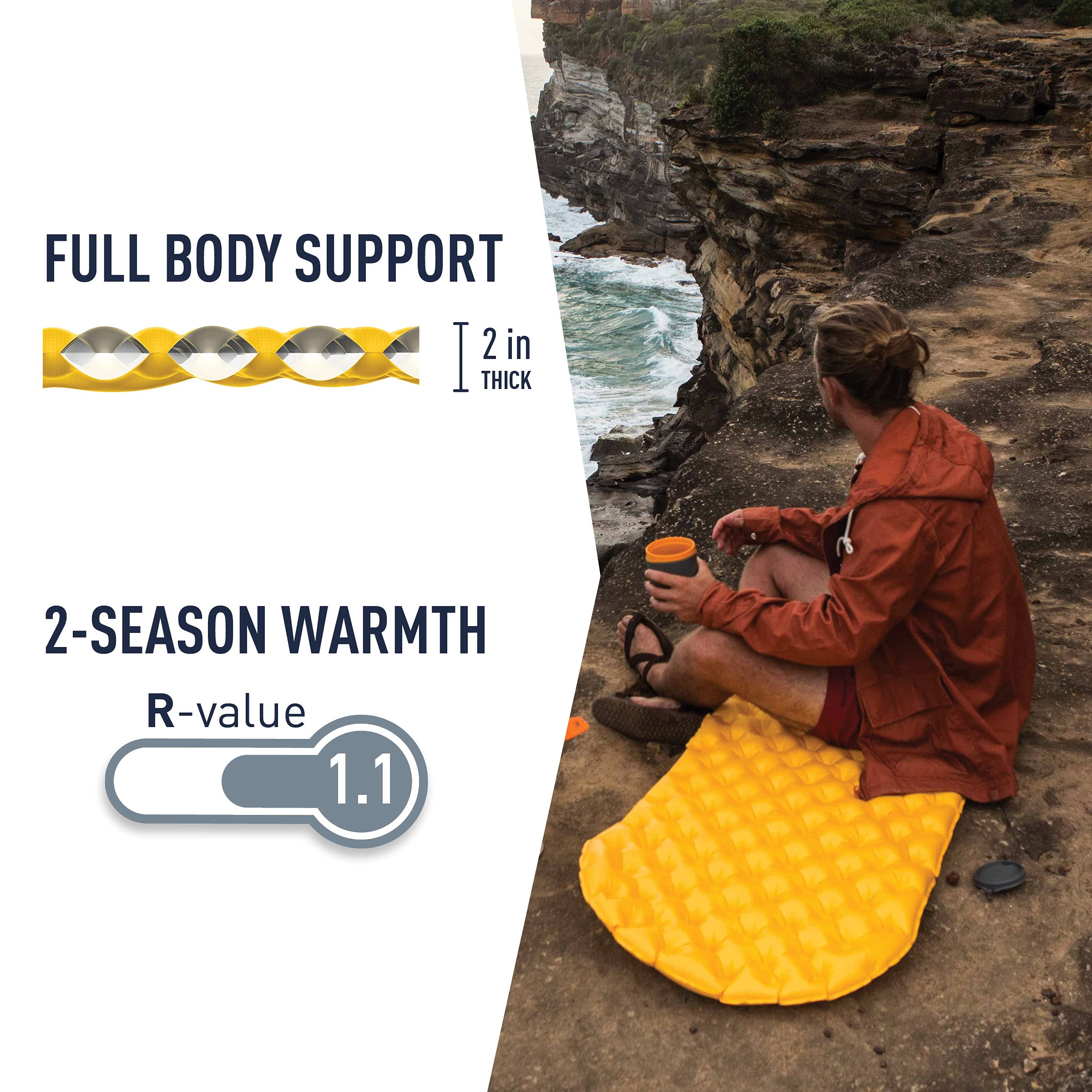 Sea to Summit Ultralight Inflatable Sleeping Pad for Backpacking & Camping - Large Size (78