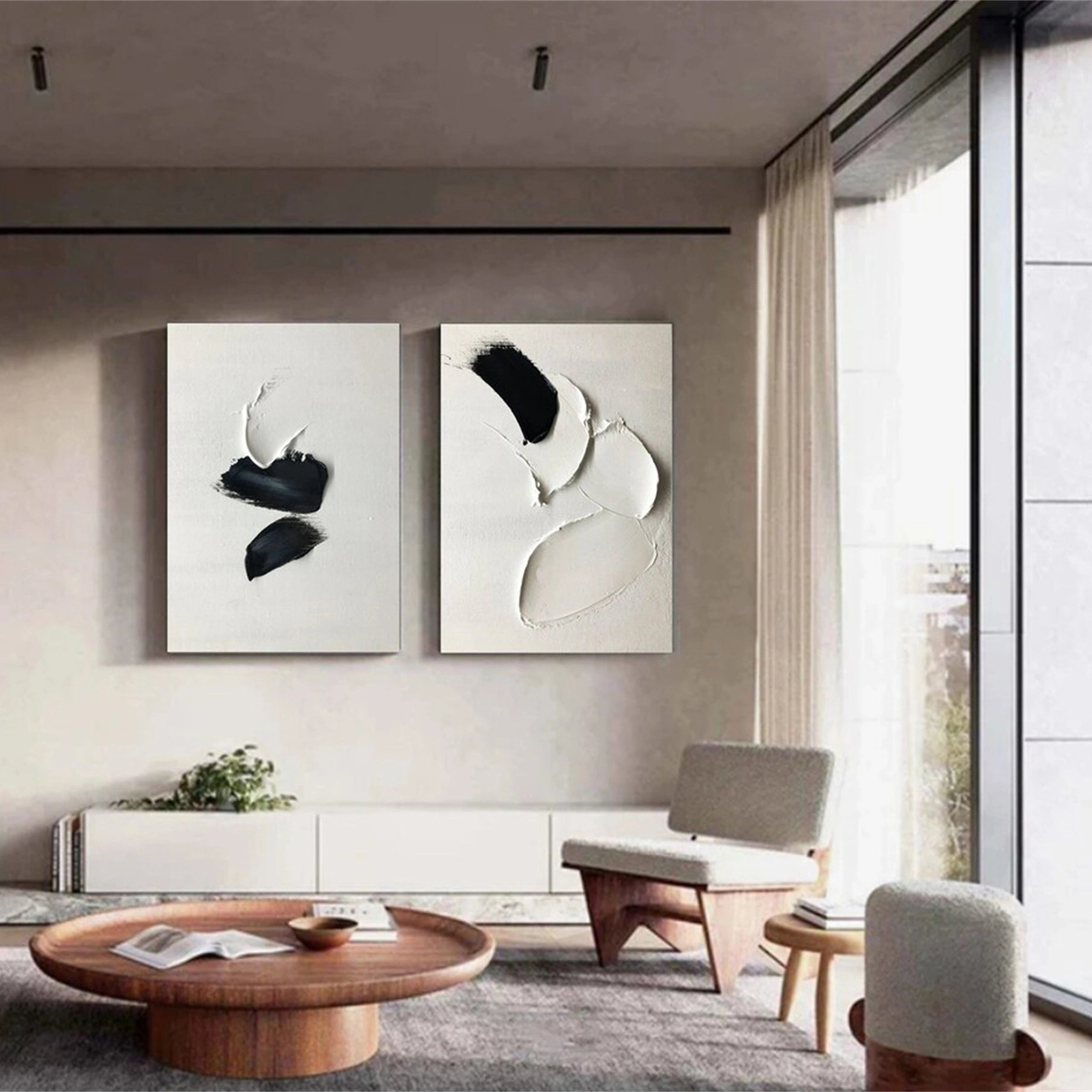 Minimalist Textured Painting Canvas Set of 2 - Modern Abstract Wall Art for Living Room & Bedroom Decor #MM143 | Perfect for Home, Office & Gift Giving
