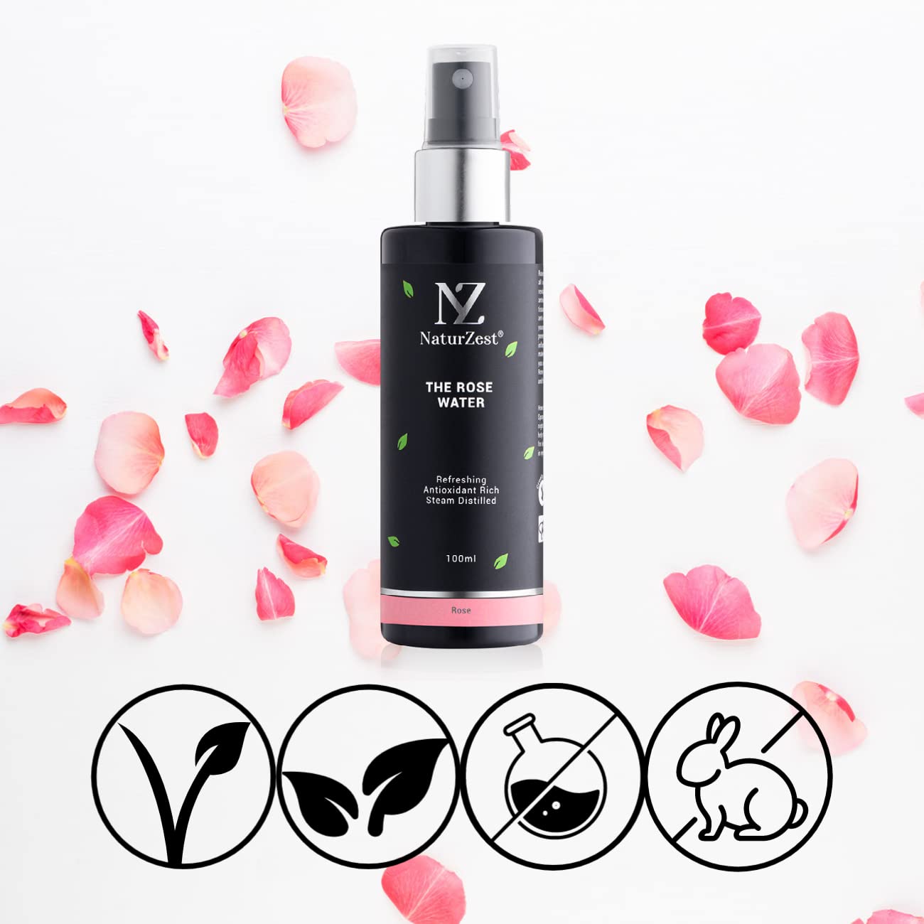 NaturZest Organic Rose Water Facial Mist - Hydrating & Refreshing Toner for Dry, Sensitive Skin - Perfect for Daily Skincare, Makeup Setting & Post-Workout Refresh
