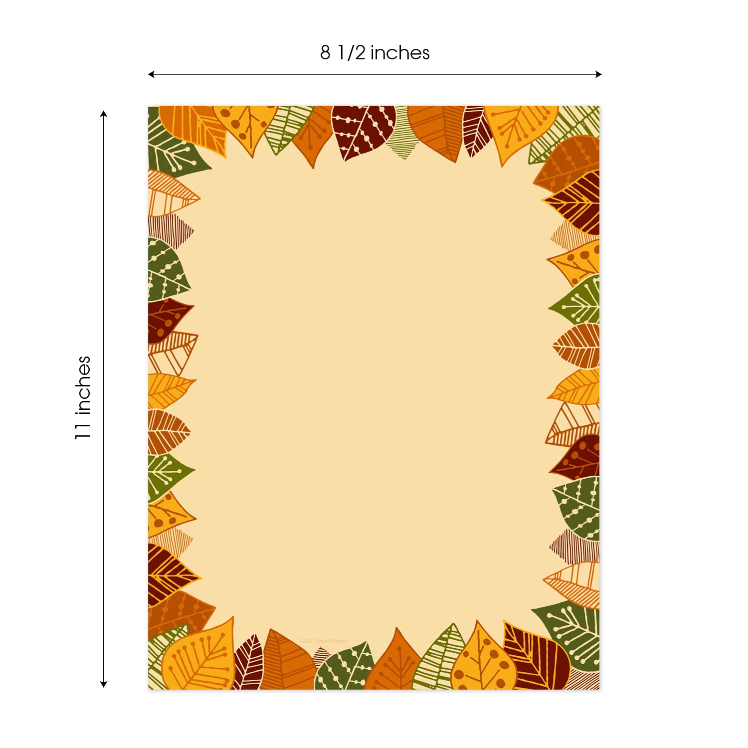 50 Sheets Thanksgiving Leaf Border Letterhead - 8.5