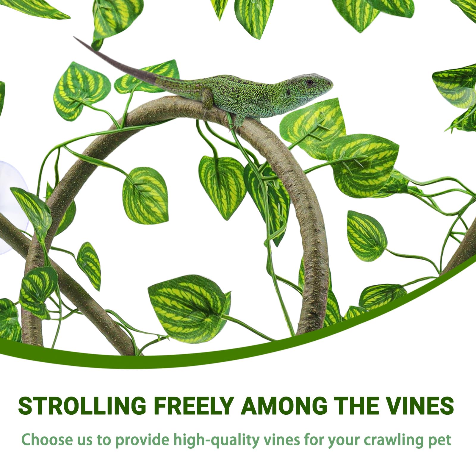 Premium Reptile Tank Accessories Set - Artificial Plants, Flexible Vines with Suction Cups & Hide Decor for Crested Geckos, Chameleons, Lizards - Natural Climbing Habitat for Terrariums & Vivariums