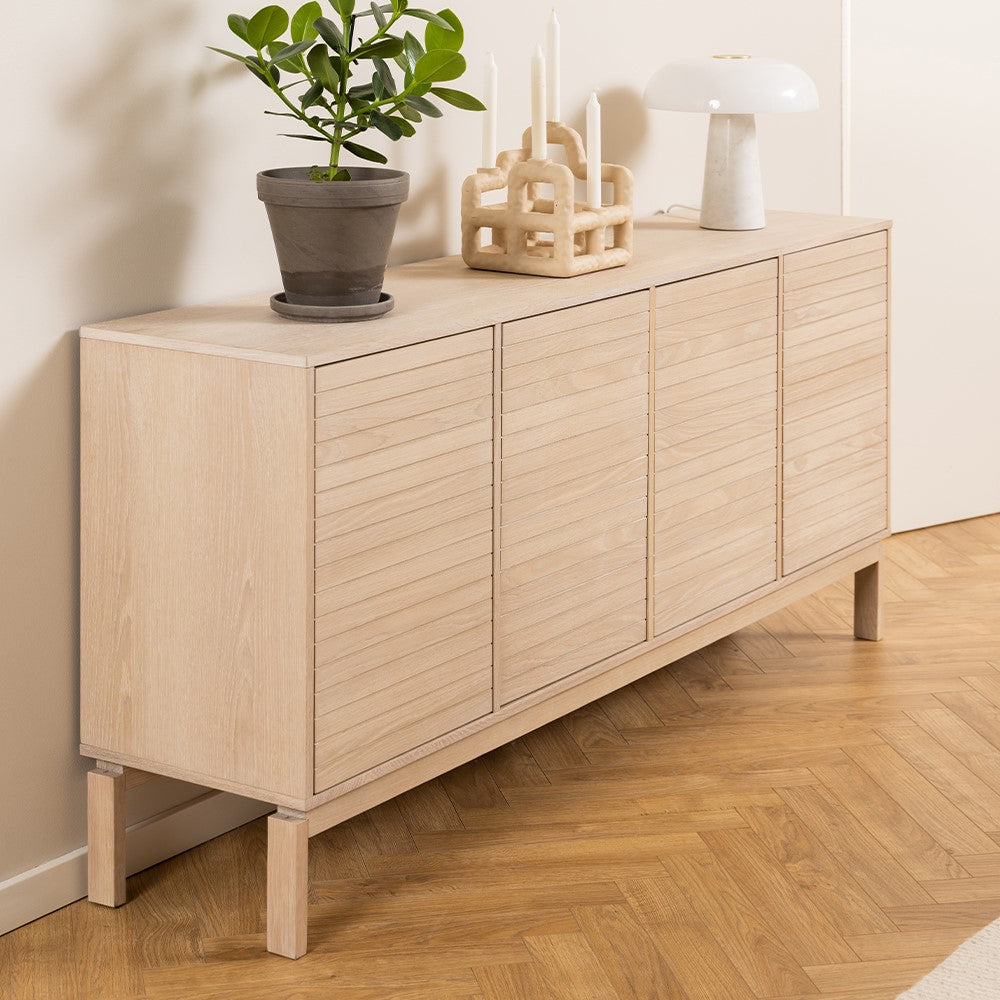 LINLEY 180cm Oak Sideboard Buffet Cabinet - Modern Dining Room Storage, Kitchen Buffet, and Entryway Organizer