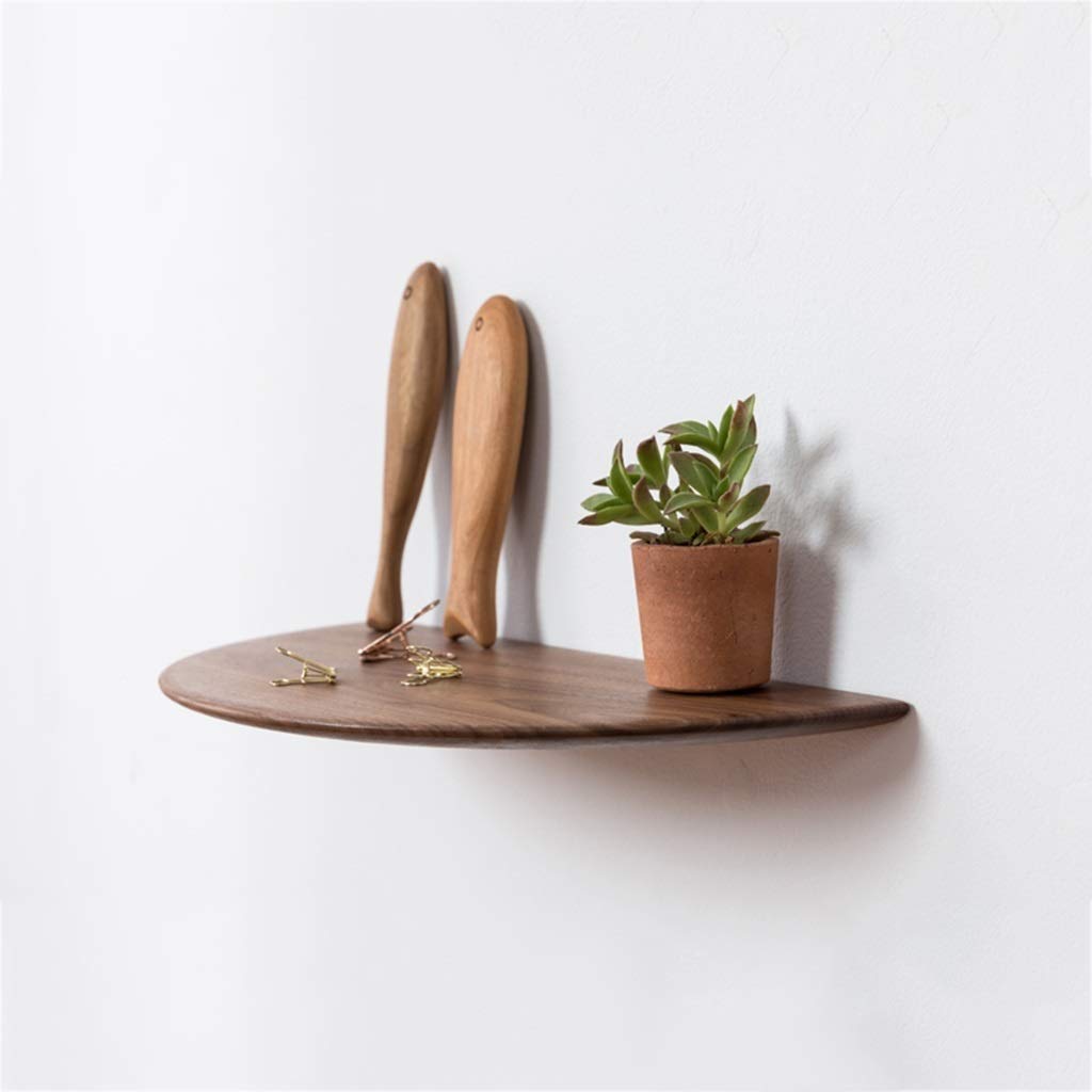 Floating Semi-Circle Solid Wood Wall Shelf - Handcrafted Wooden Decor for Bedroom, Living Room, Bathroom, Kitchen & Office - Perfect for Displaying Plants, Books & Decorative Items