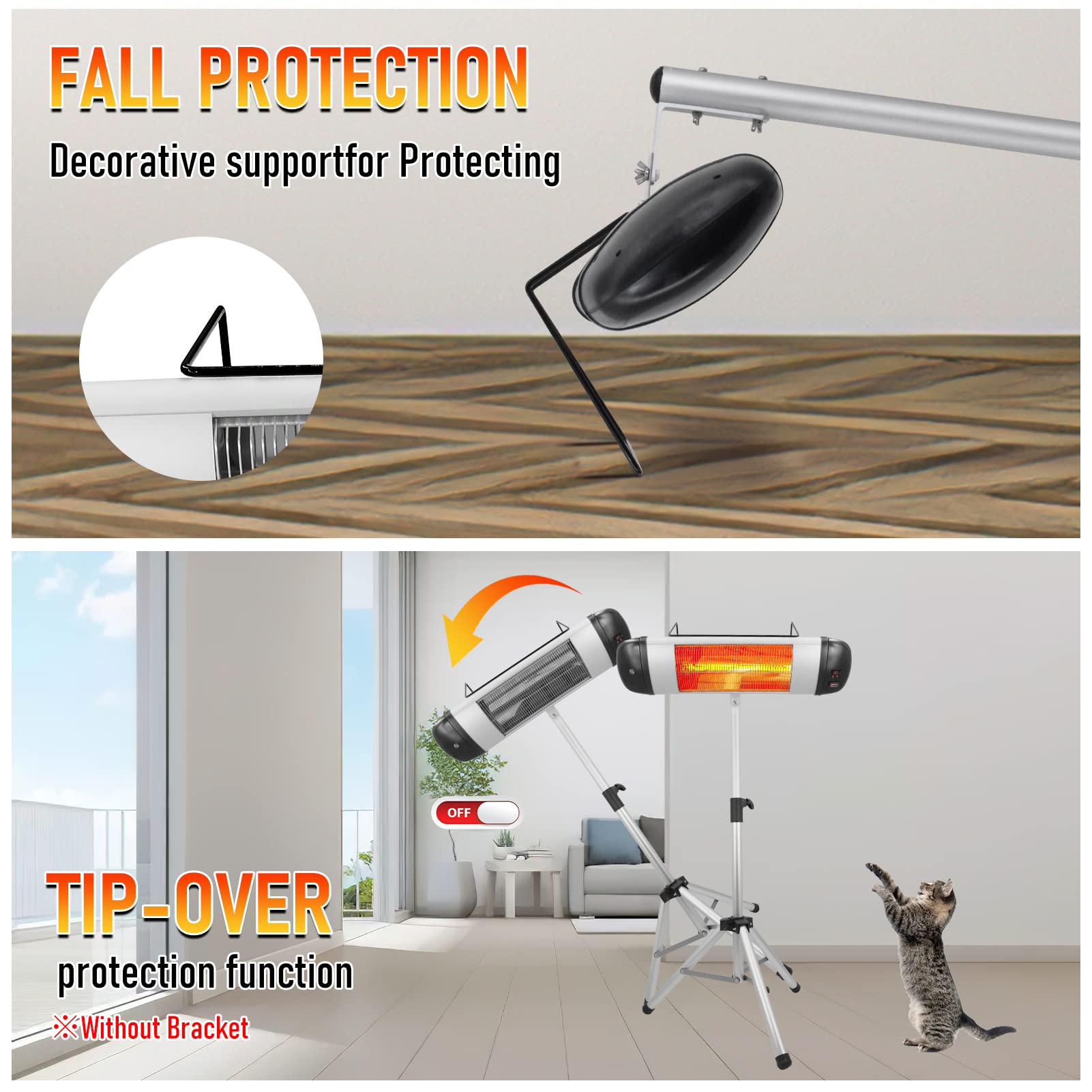 1500W Electric Patio Heater with Remote Control - 3 Heat Levels & 24H Timer - Wall Mounted Indoor/Outdoor Heater - IP34 Weatherproof - Perfect for Garage, Deck, and Backyard Use