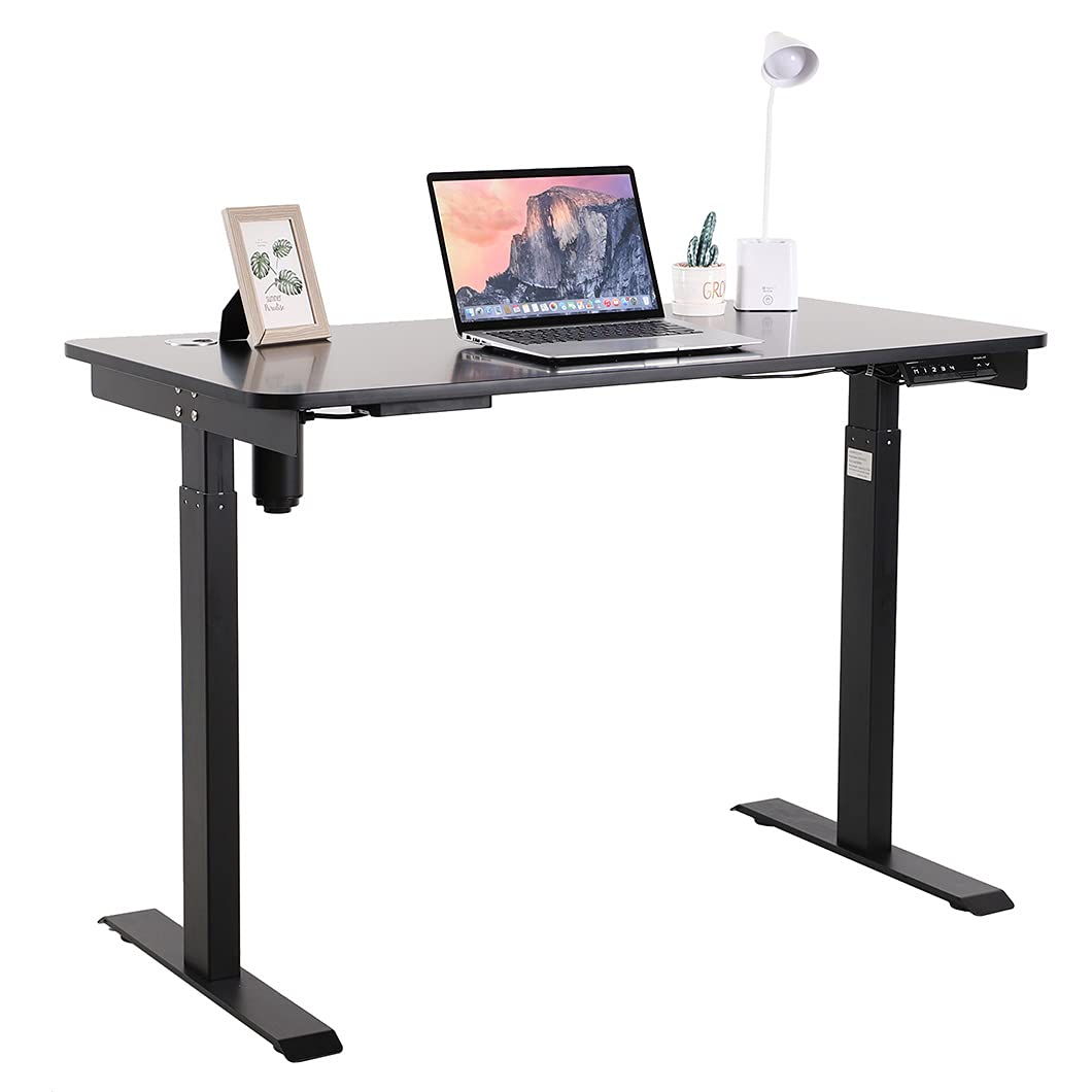 Single Motor Electric Standing Desk - Height Adjustable Home Office Desk with Classic Whole-Piece Board | Perfect for Remote Work, Gaming & Study