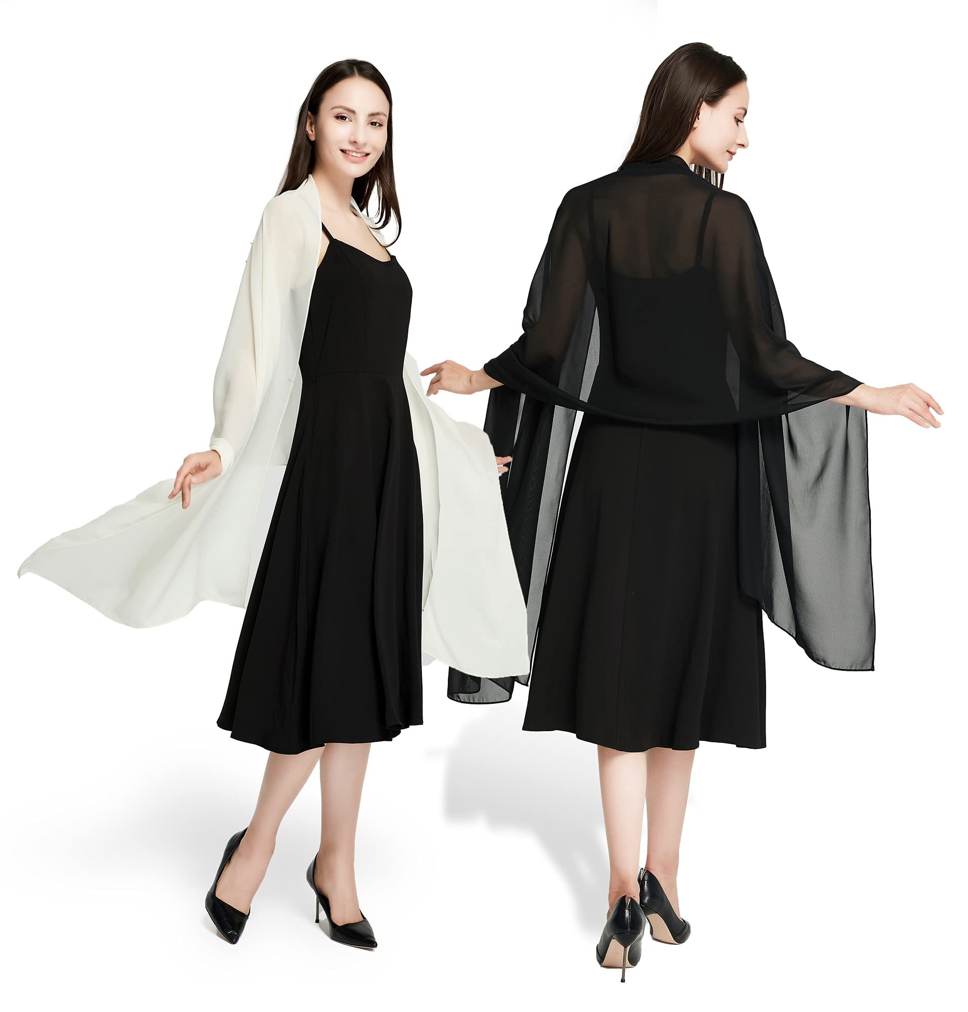 Elegant Chiffon Shawls for Women - Lightweight Sheer Scarf Wraps for Evening Dresses, Weddings & Formal Events - Perfect Cover Up for Special Occasions