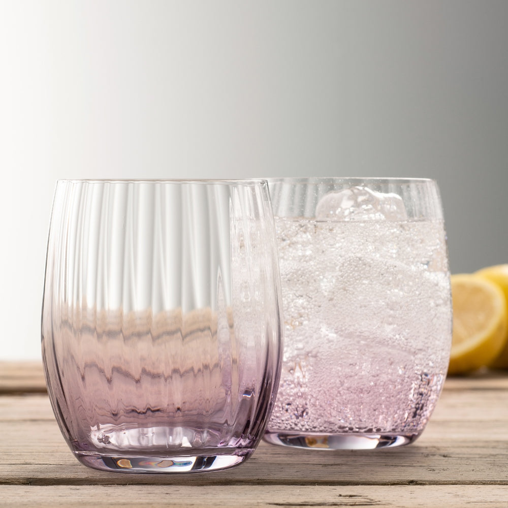 Galway Crystal Erne Tumbler Set of 2 - Premium Amethyst Glass Cups for Whiskey, Cocktails & Water - Elegant Barware & Home Decor Gift