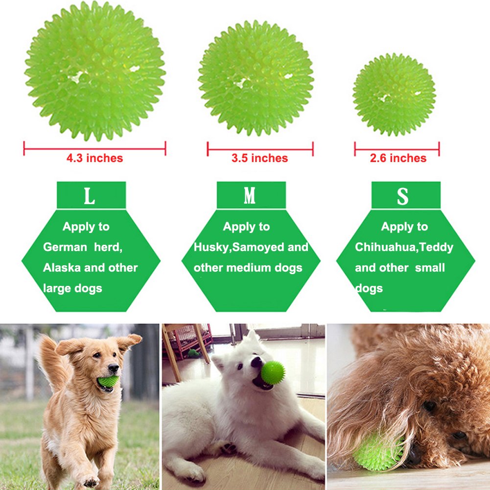 3 Pack Squeaky Chew Balls for Dogs & Cats - Soft Dental Cleaning Chew Toys with High Bounce for Puppies, Small Medium Large Pets - Great for Playtime, Teething Relief & Interactive Training