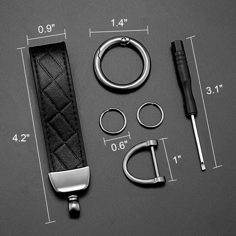 360° Rotatable Leather Car Keychain - Universal Anti-Lost Key Holder with D-Ring for Men & Women | Decorative Key Fob for Cars, Home & Office Keys (Green)