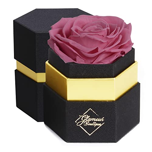 Pink Single Rose Black Box