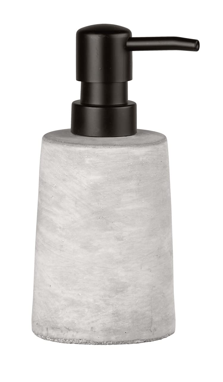 WENKO Villena 0.15L Concrete Gray Liquid Soap Dispenser - Modern Bathroom & Kitchen Countertop Organizer for Hand Wash, Dish Soap, or Lotion
