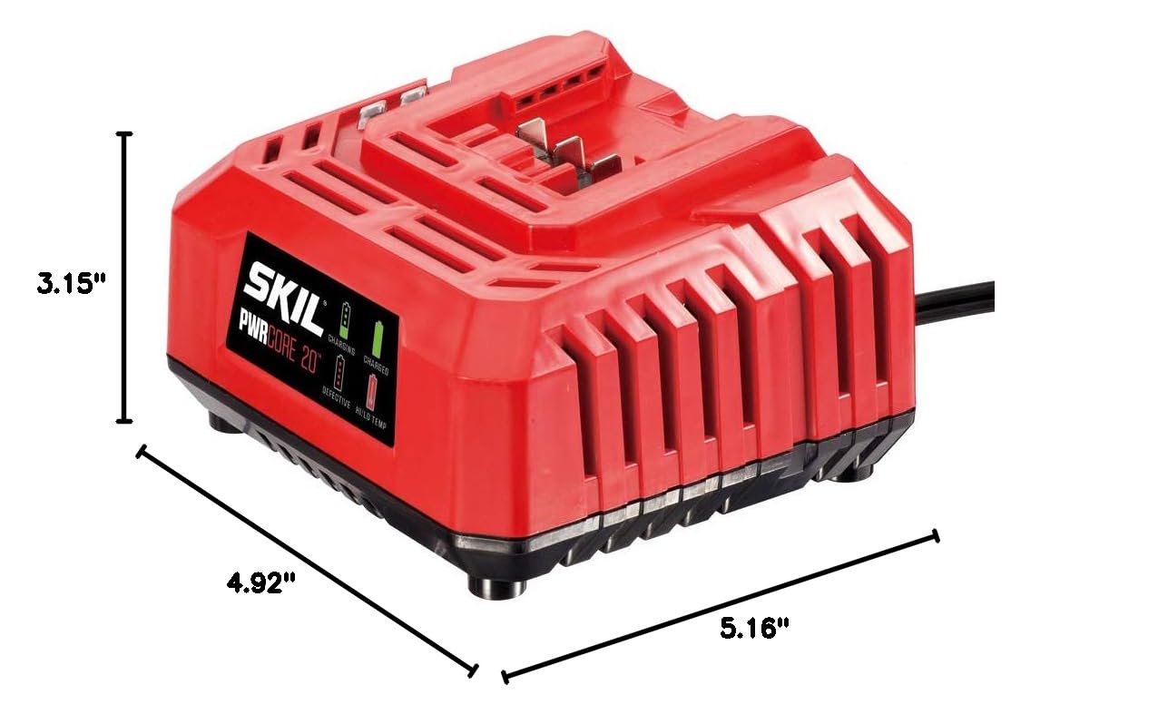 SKIL 20V Standard Battery Charger SC535801 - Fast Charging for Cordless Power Tools - Perfect for Drills, Saws & Home DIY Projects