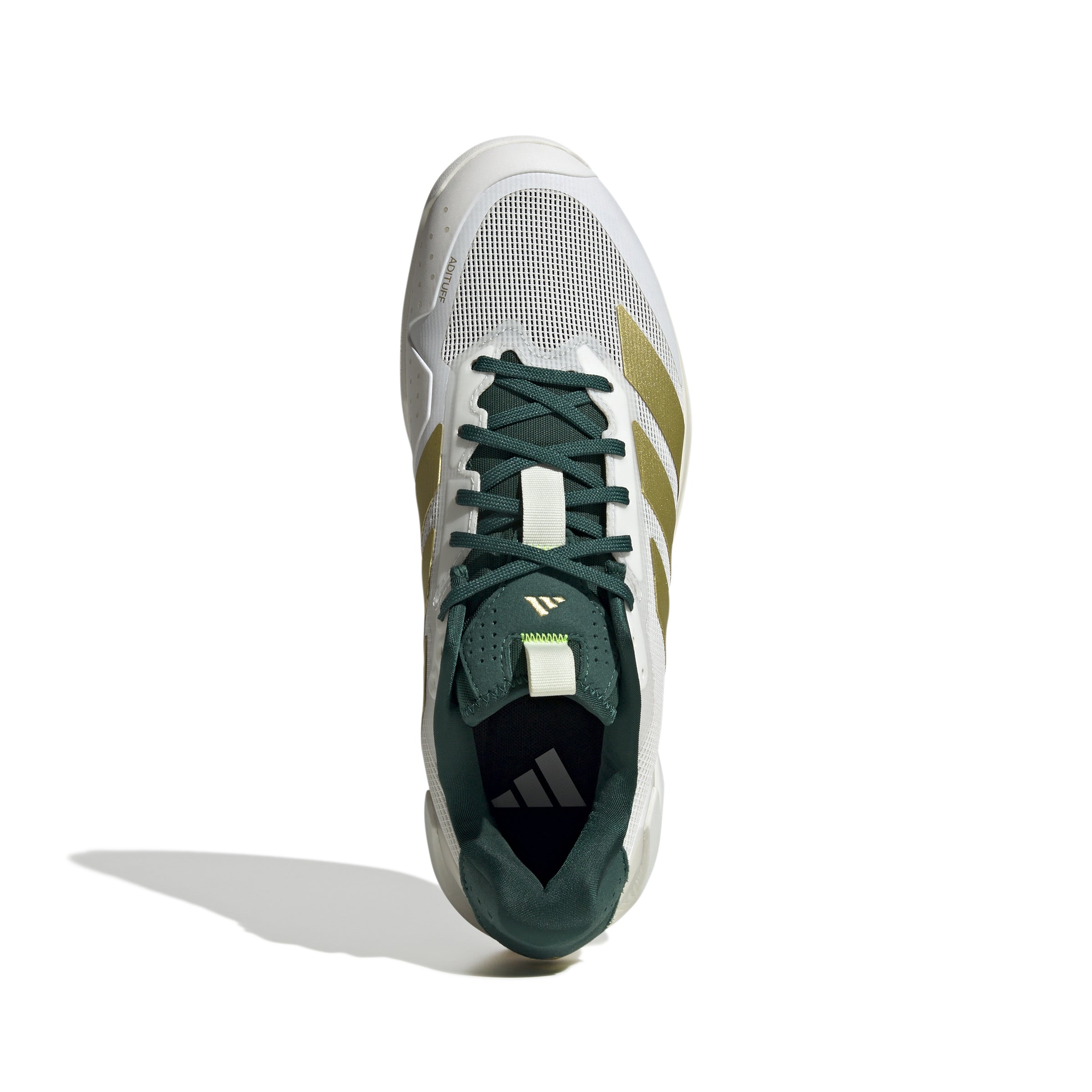 Adidas Adizero Ubersonic 5 Men's Tennis Shoes - White/Gold/Green | Lightweight Performance Court Shoes for Competitive Play & Training | Perfect for Hard Court Matches & Daily Practice