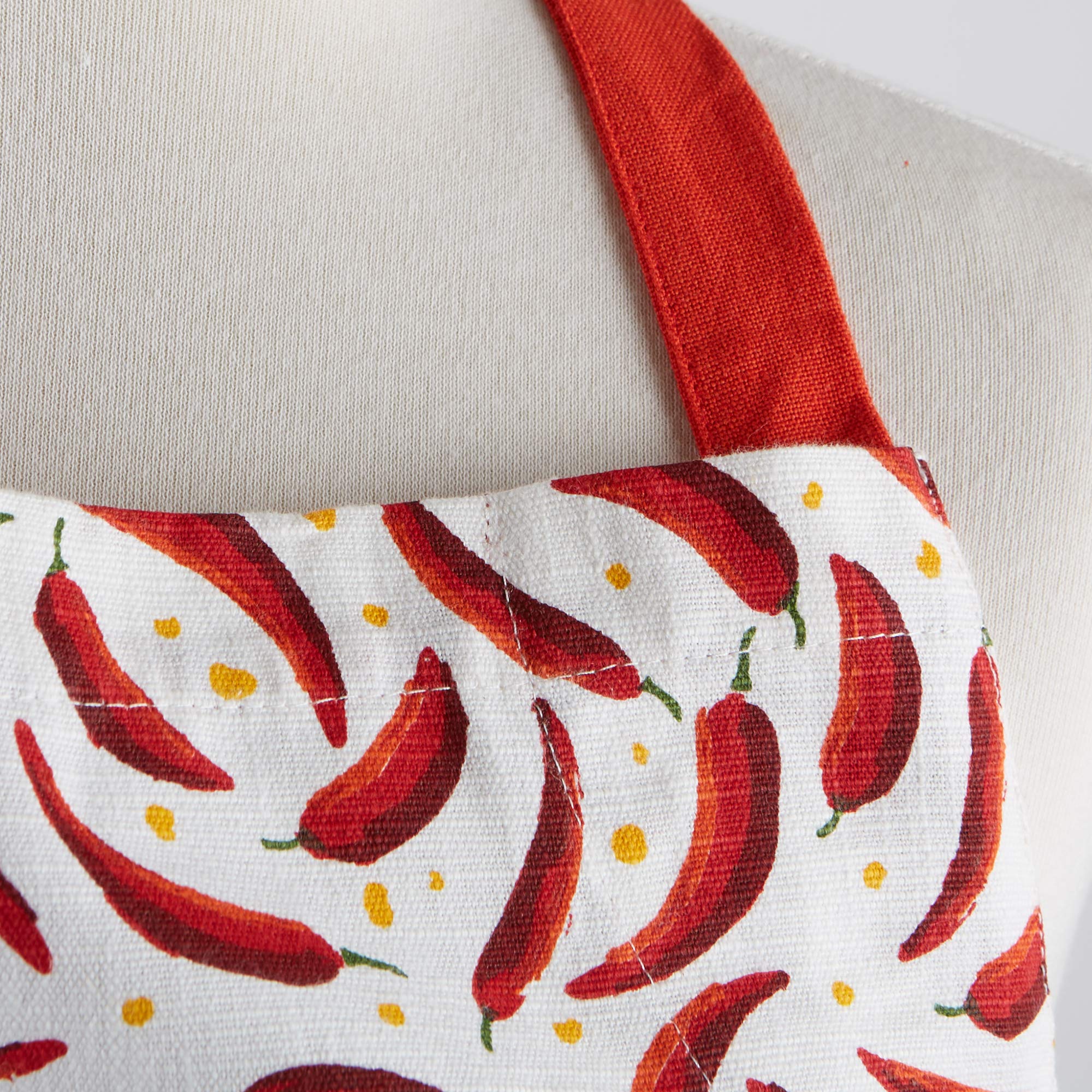 DII Caliente Collection Kitchen Apron - Chef's Apron with Chili Pepper Design - Perfect for Cooking, Grilling & BBQ - Adjustable & Stylish Apron for Home & Professional Use
