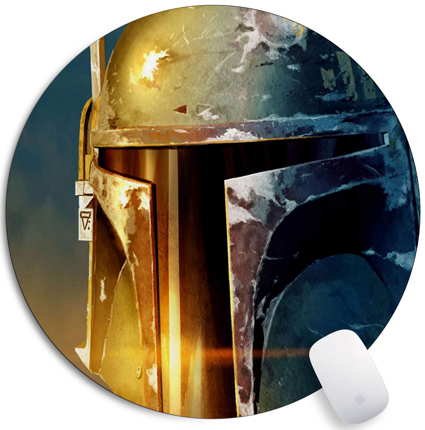 Non-Slip Rubber Gaming Mouse Pad with Helmet Design - Round Mouse Mat for Office & PC Gaming - Perfect for Workstations, Esports, and Home Computer Setups